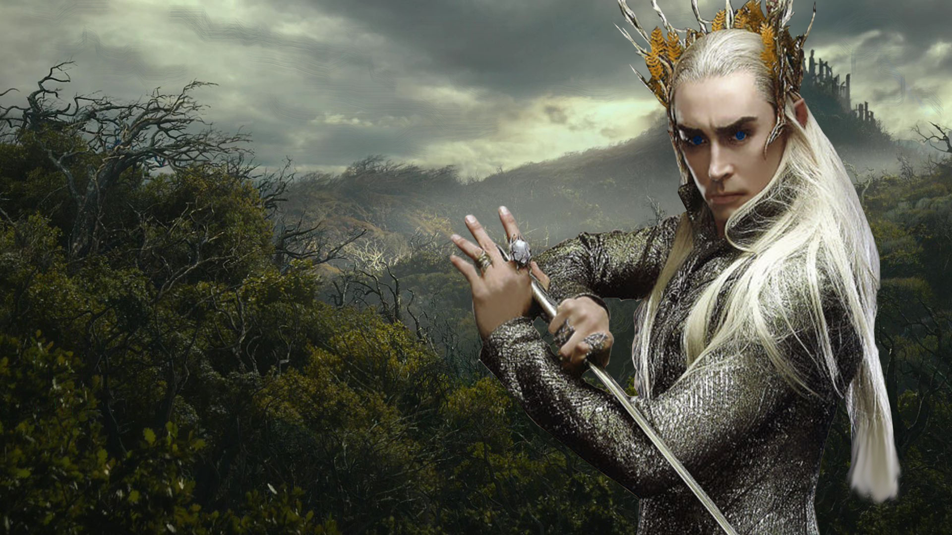 Thranduil in Mirkwood, Artwork by Captainamelialover, Dark forest, Middle-earth, 1920x1080 Full HD Desktop