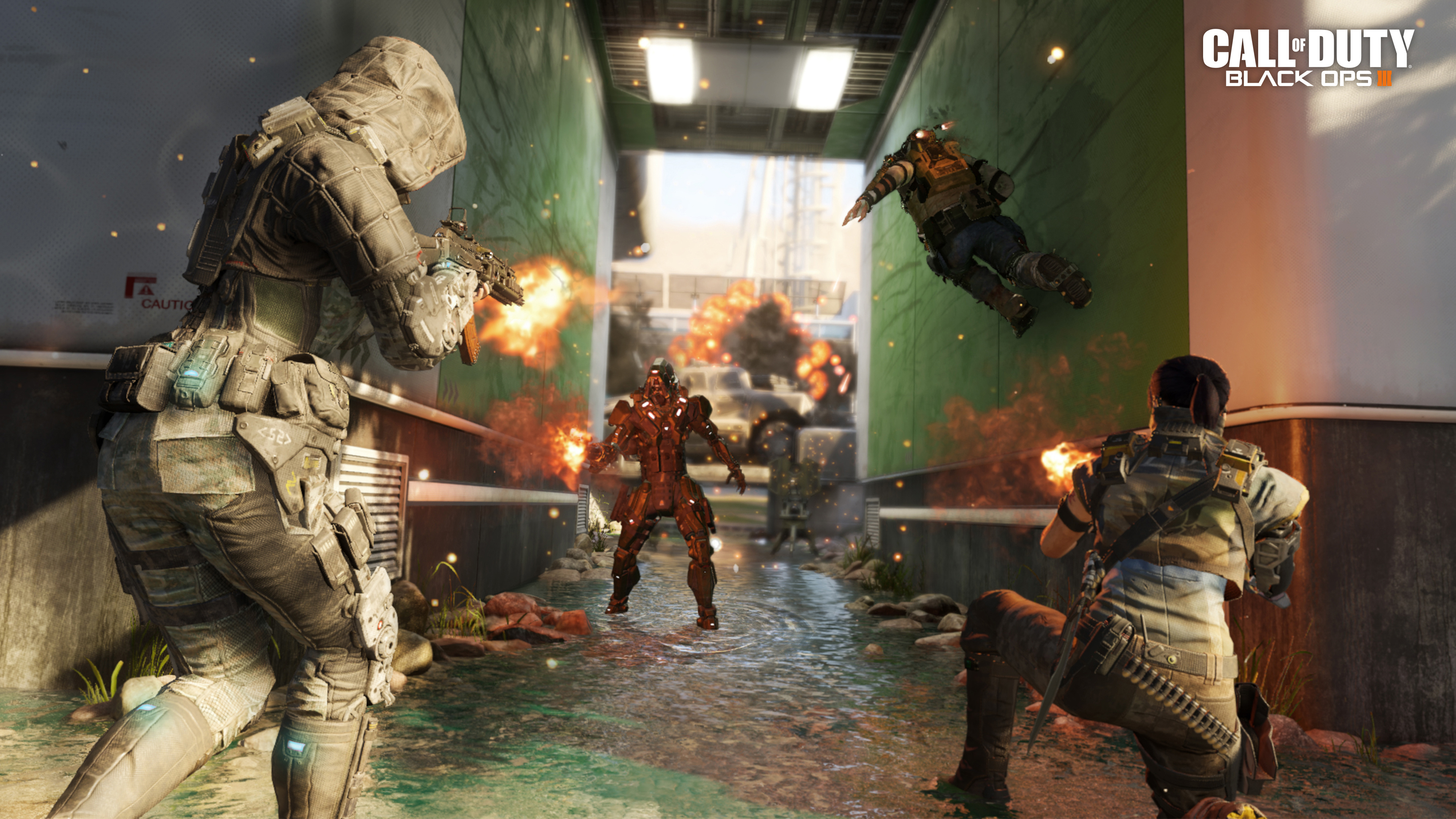 Call of Duty: Black Ops III, Reaper Specialist, Spectre Specialist, Wall-running combat gameplay, 4K Desktop wallpaper