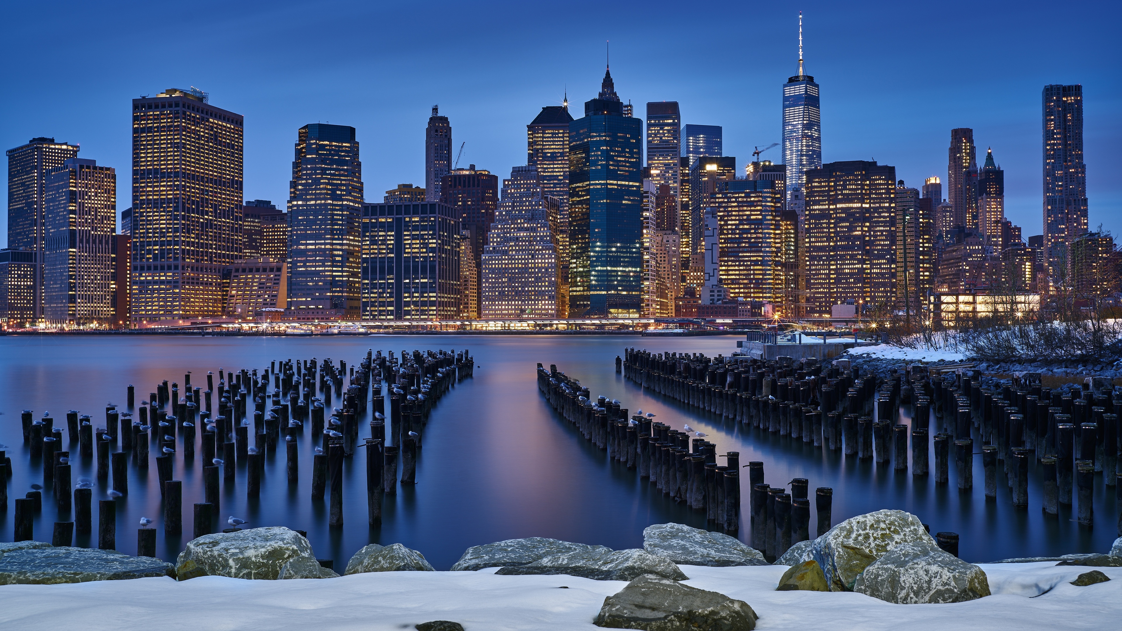 Manhattan horizon, Skyscrapers, Free pictures, Travels, 3840x2160 4K Desktop