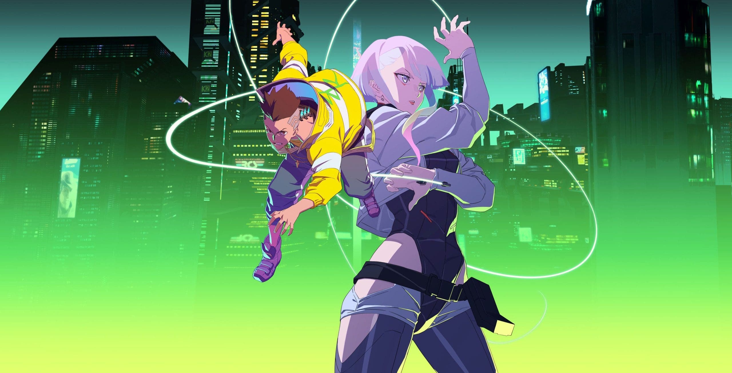 David and Lucy, Cyberpunk: Edgerunners Wallpaper, 2560x1310 HD Desktop