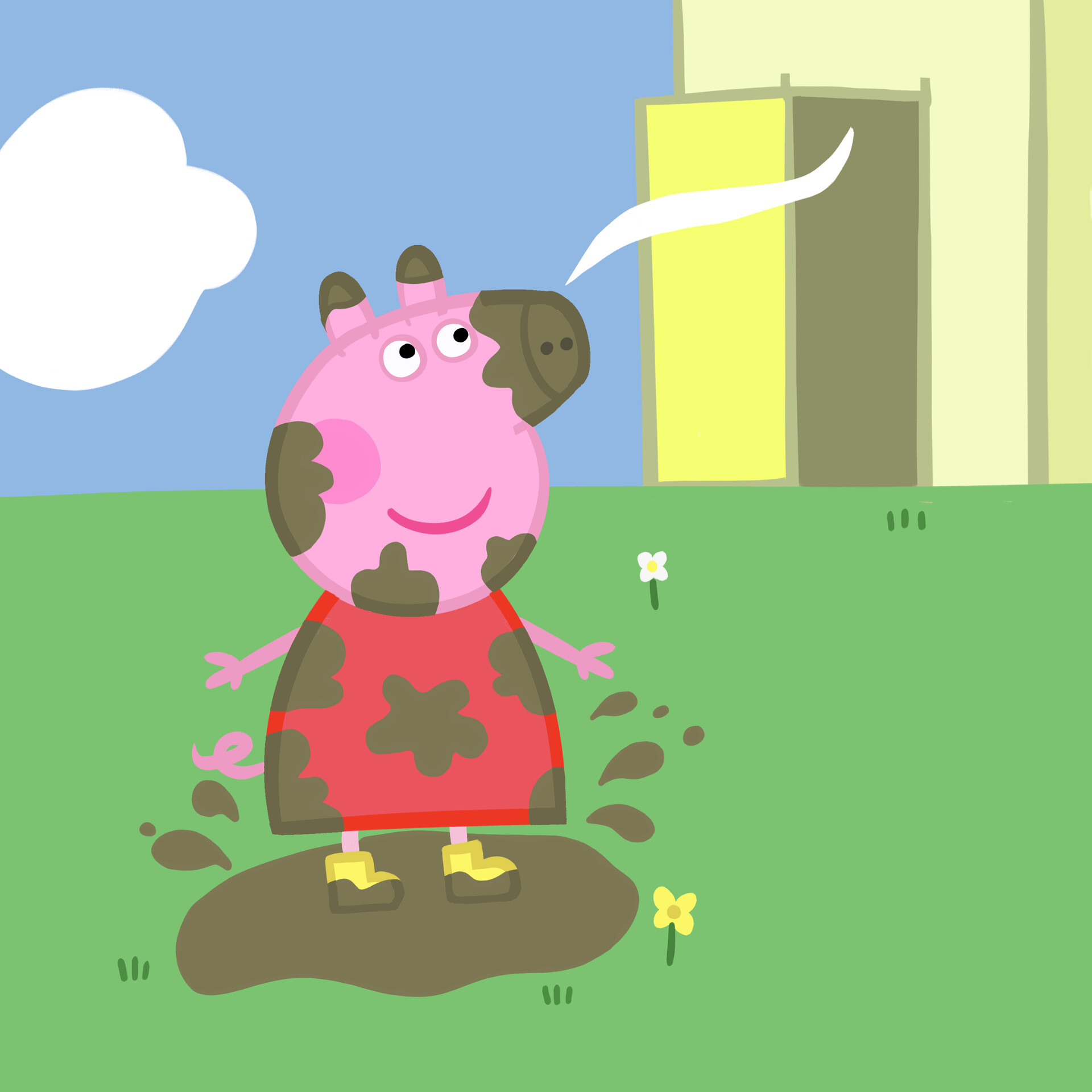 Peppa Pig, Muddy puddle splash, Yellow rain boots, HD Phone wallpaper
