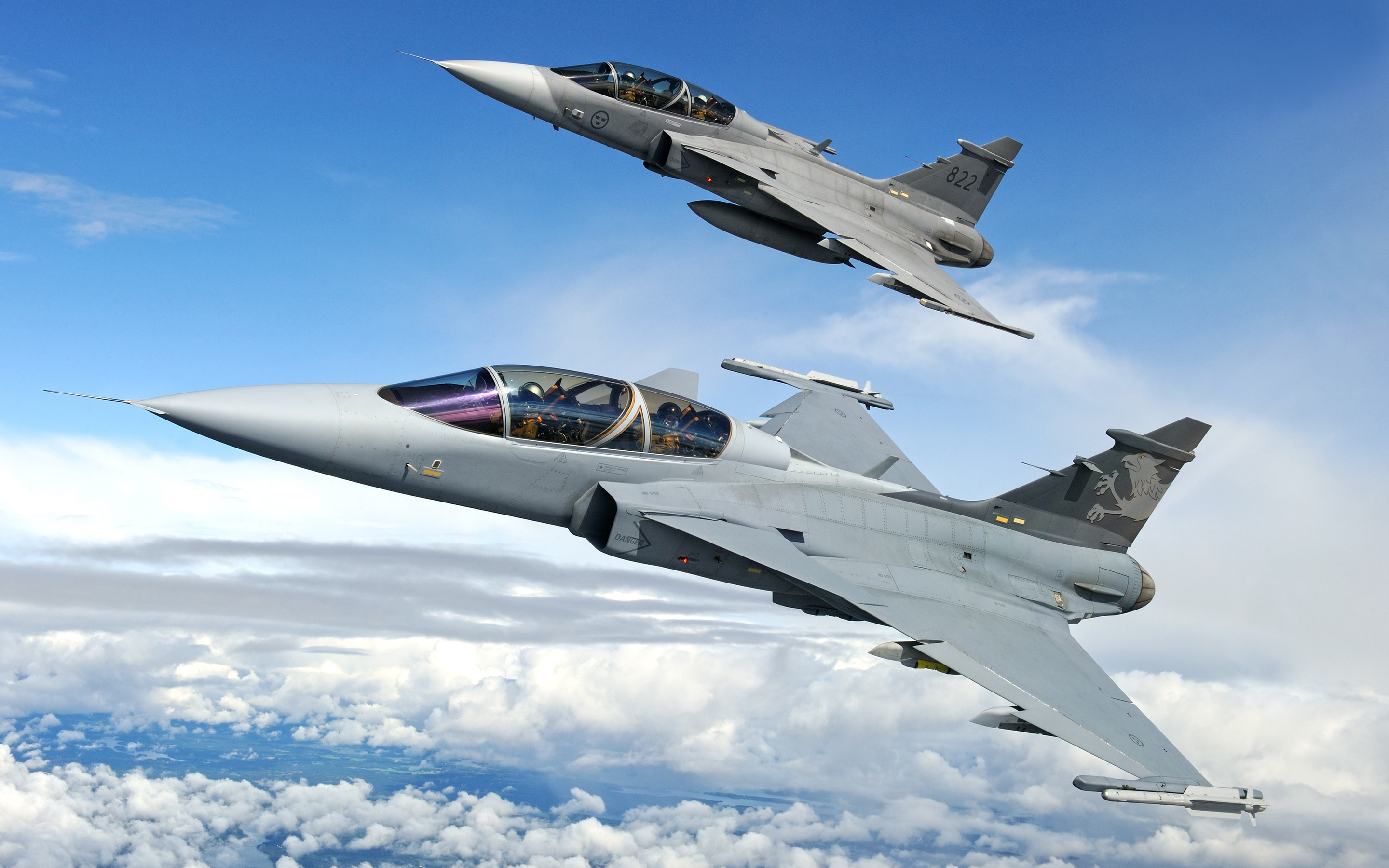 Saab JAS 39 Gripen, Jet Fighter Wallpaper, 2880x1800 HD Desktop