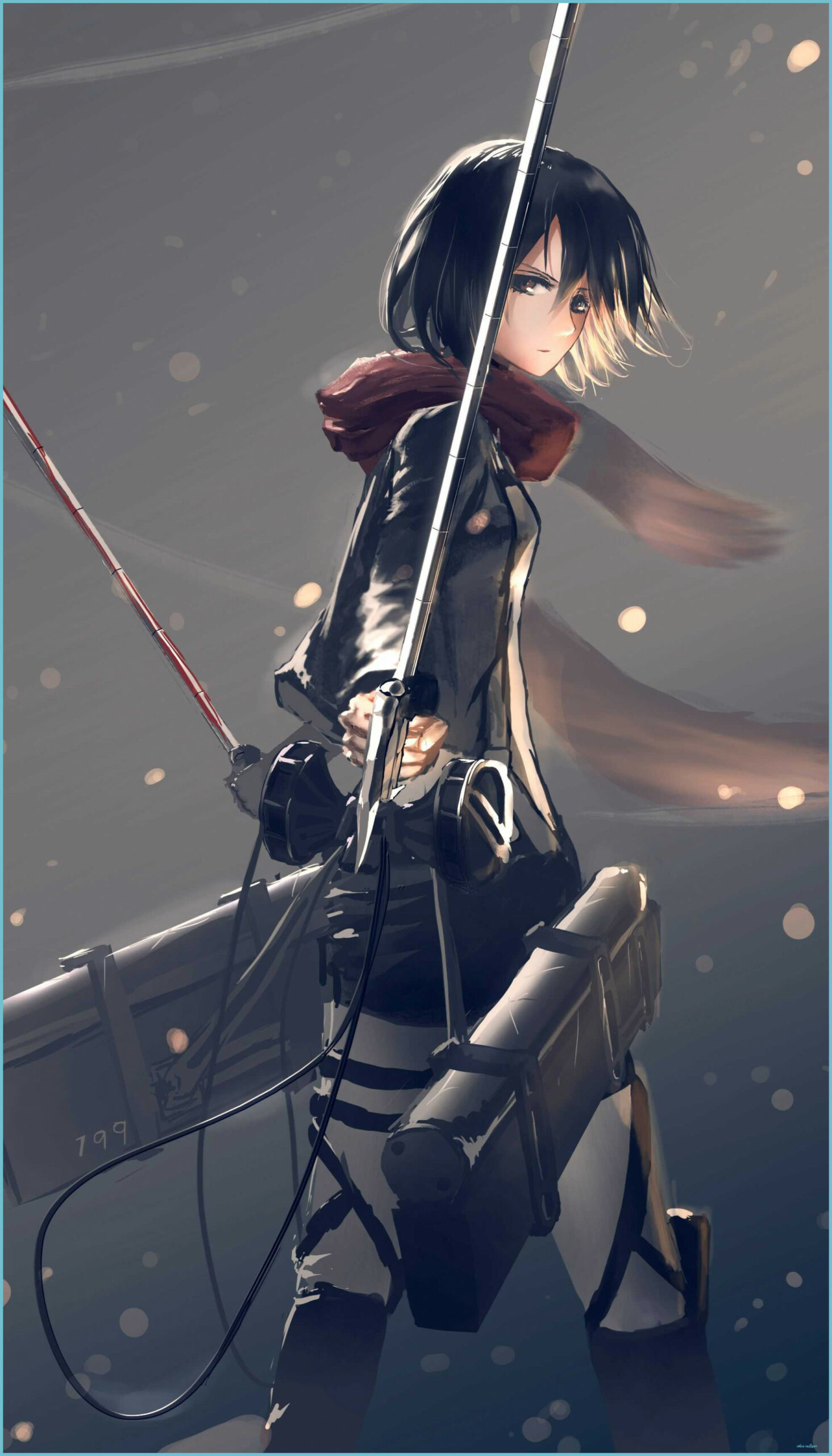 Mikasa Ackerman, omni-directional mobility gear, red scarf, HD Phone wallpaper