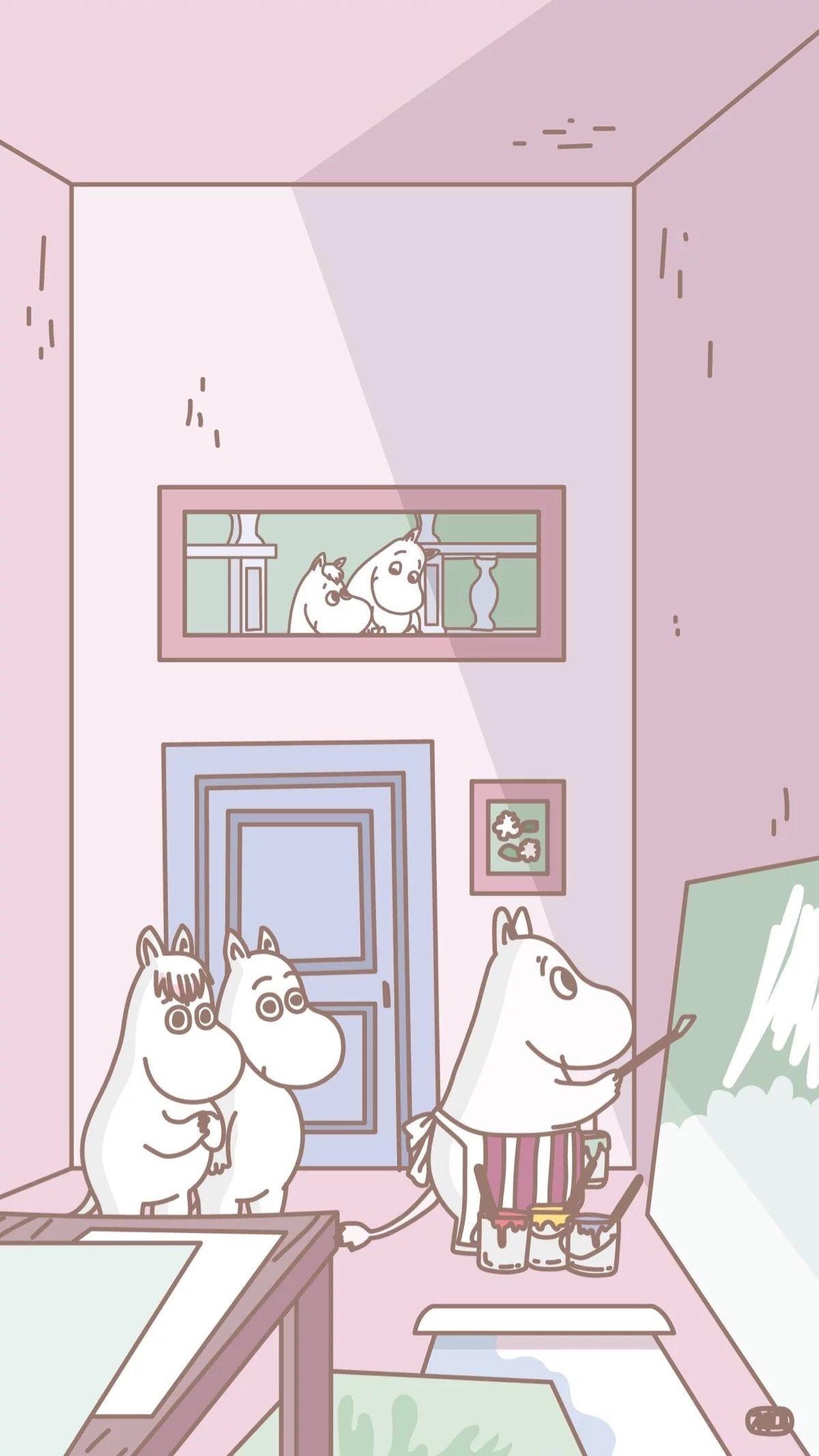 Moomin wallpaper iPhone 6, Wallpaper shared by John Sellers, Charming Moomin scenes, Playful characters, 1200x2140 HD Phone