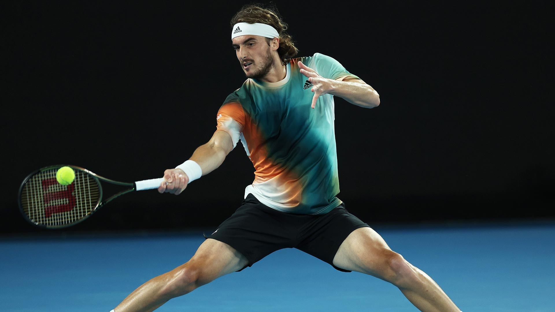 Stefanos Tsitsipas, Indoor test, Rotterdam ATP Tournament, 1920x1080 Full HD Desktop