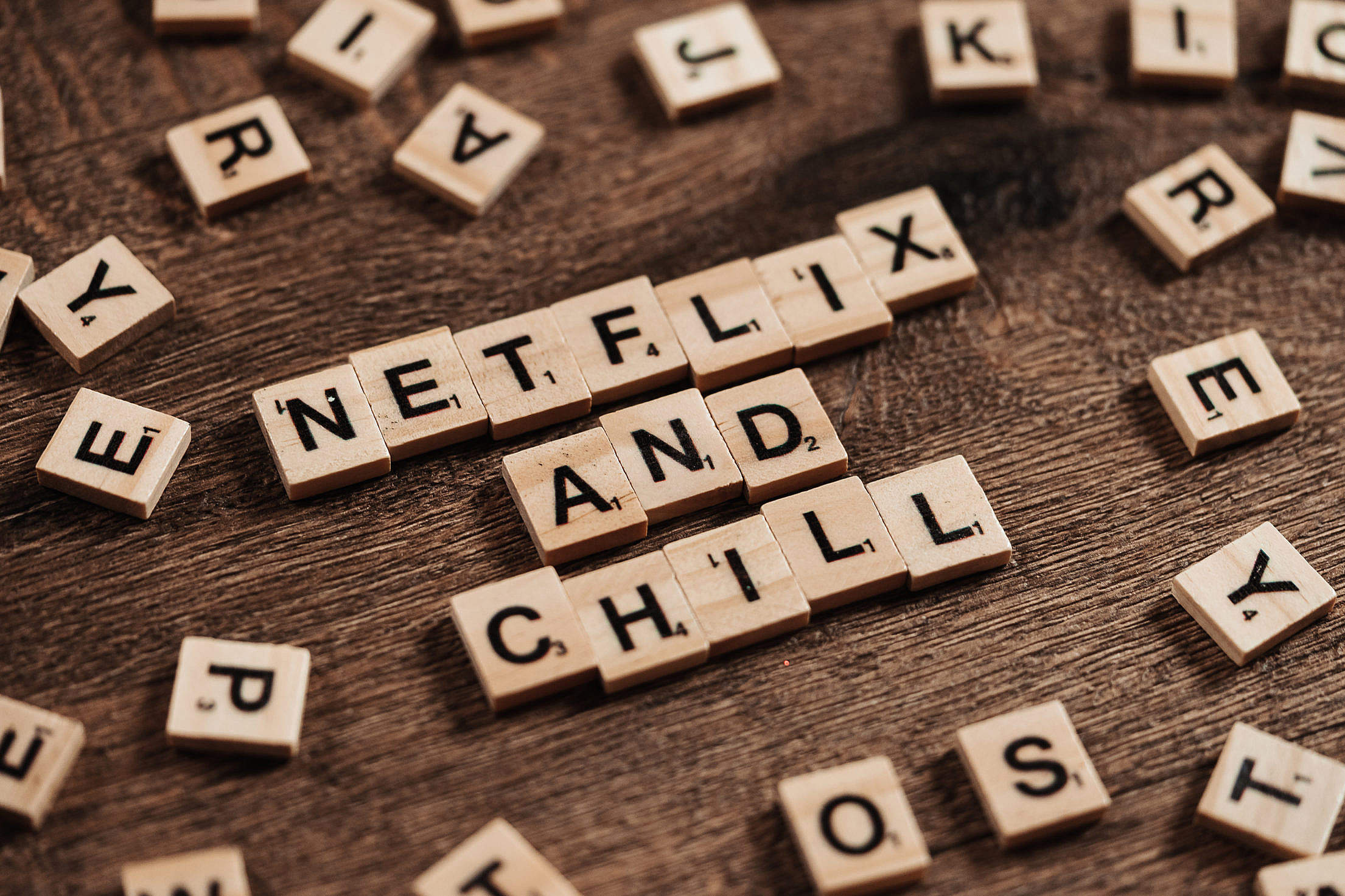 Scrabble and Netflix, Word tile connection, Entertainment reference, Word game symbolism, 2210x1480 HD Desktop