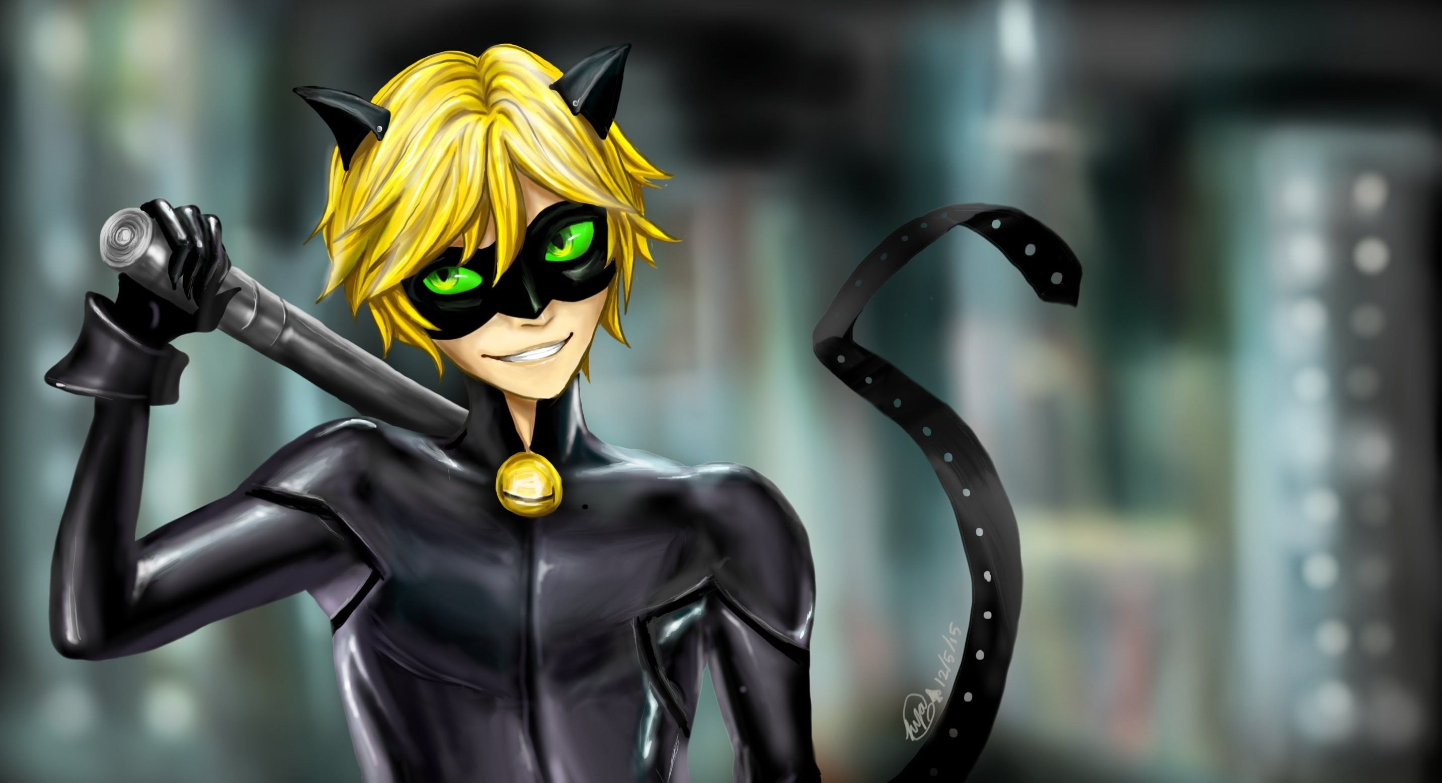 Ladybug and Cat Noir, Fanart tribute, Speedpaint artwork, Wallpaper chat noir, 2870x1560 HD Desktop