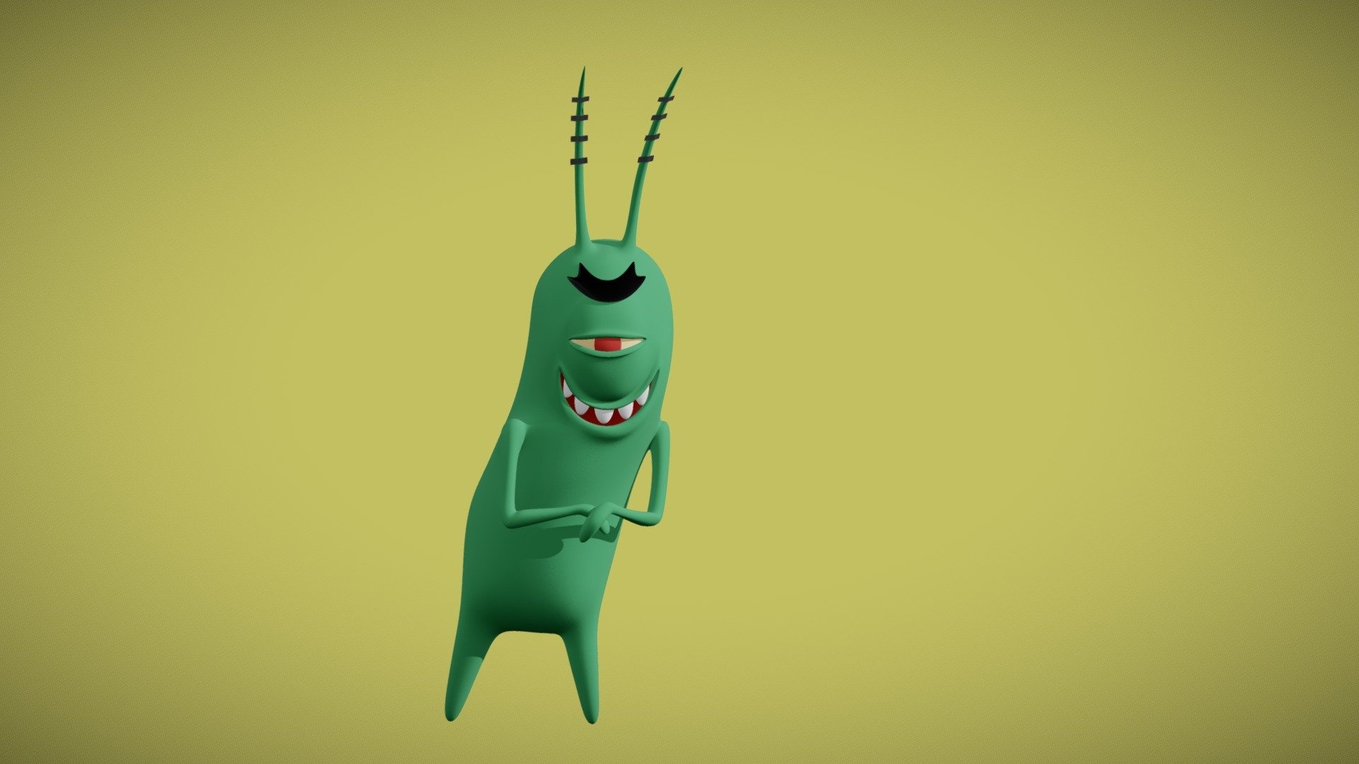 Plankton, SpongeBob SquarePants, Animation, 3D model, 1920x1080 Full HD Desktop