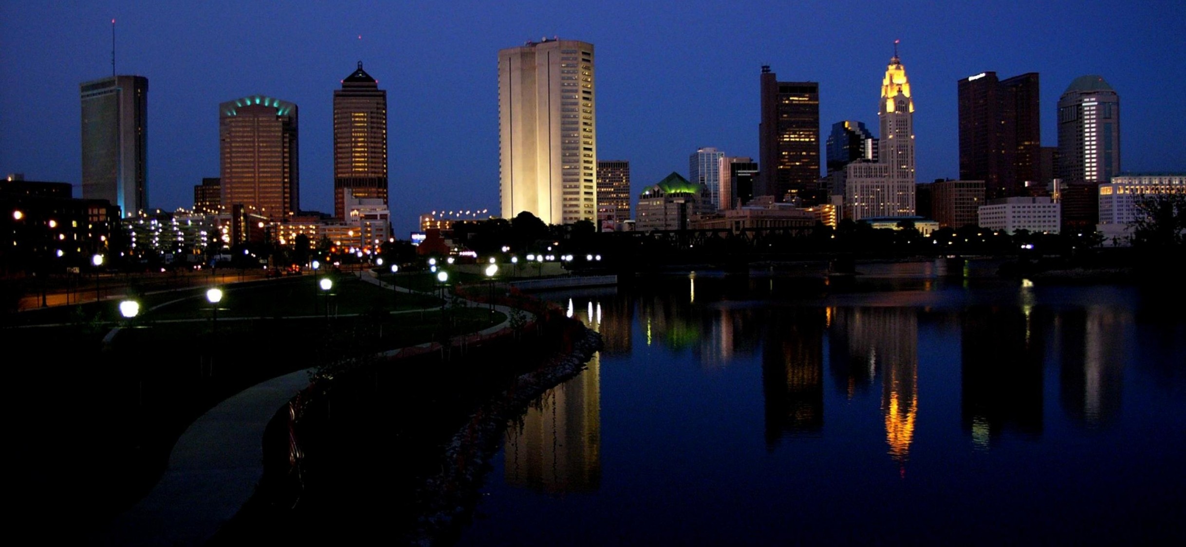 Ohio, Columbus Ohio, Night hd wallpaper, Iphone x, 2440x1130 Dual Screen Desktop