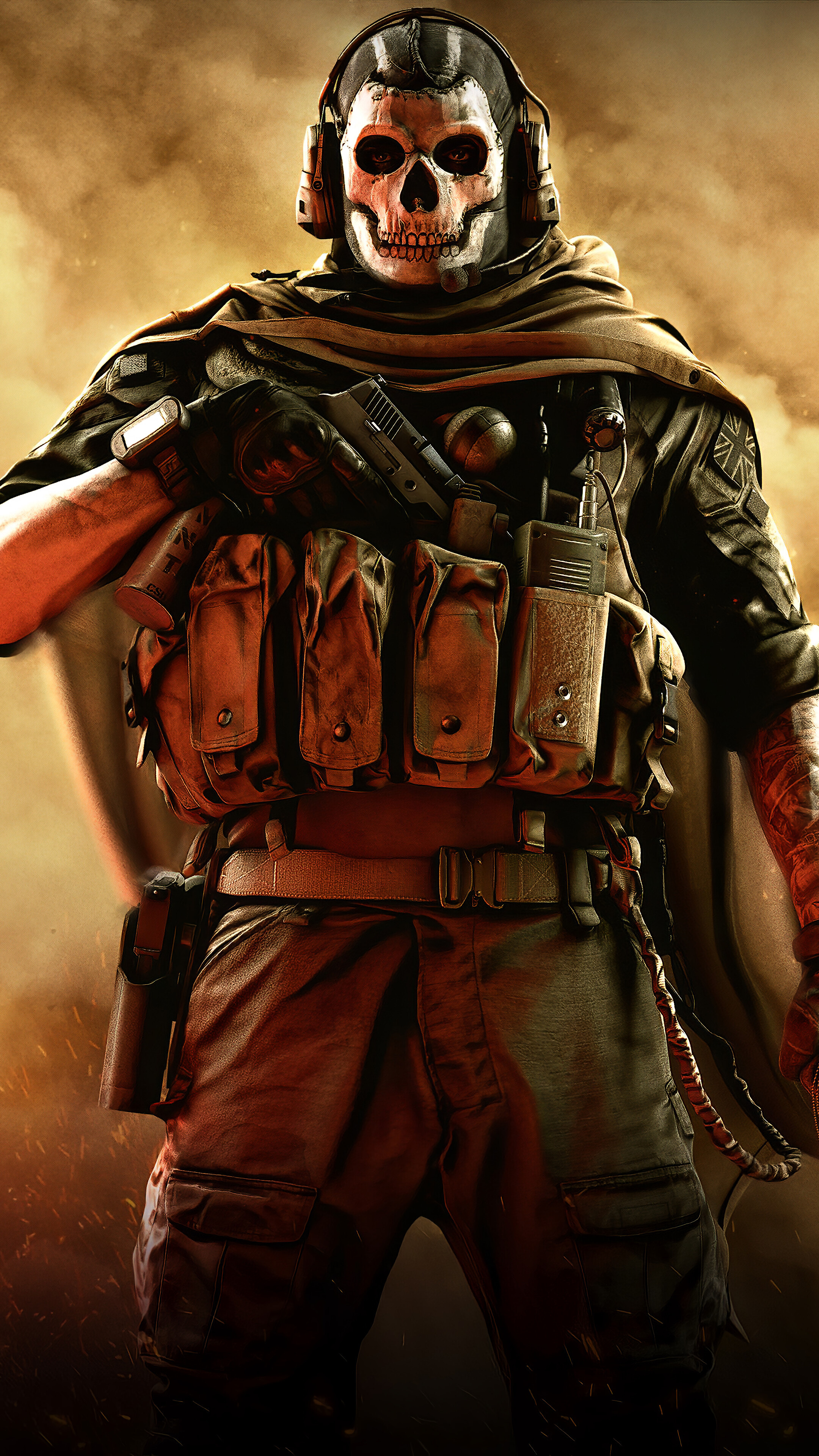 Simon Ghost Riley, skull face mask, tactical chest rig, 4K Phone wallpaper