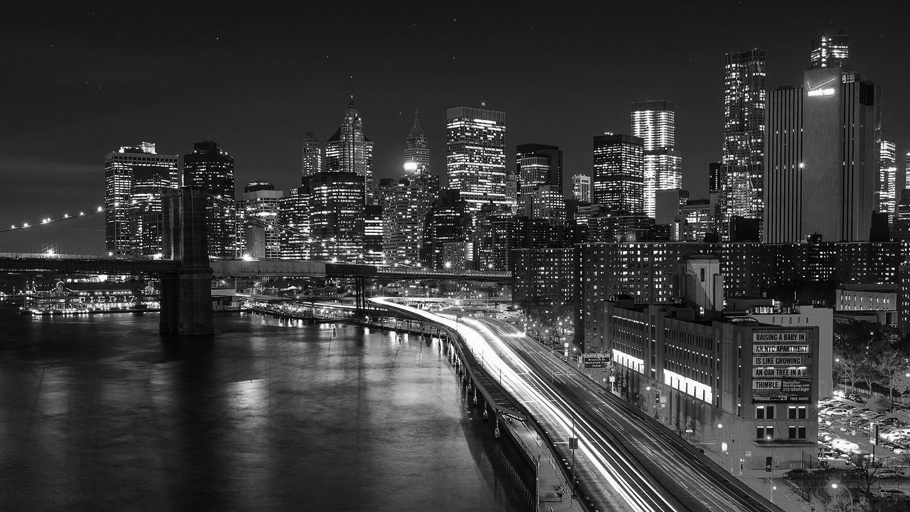 wallpaper for desktop, laptop |  mk04-night-city-view-lights-dark-bridge-nature 3840x2160
