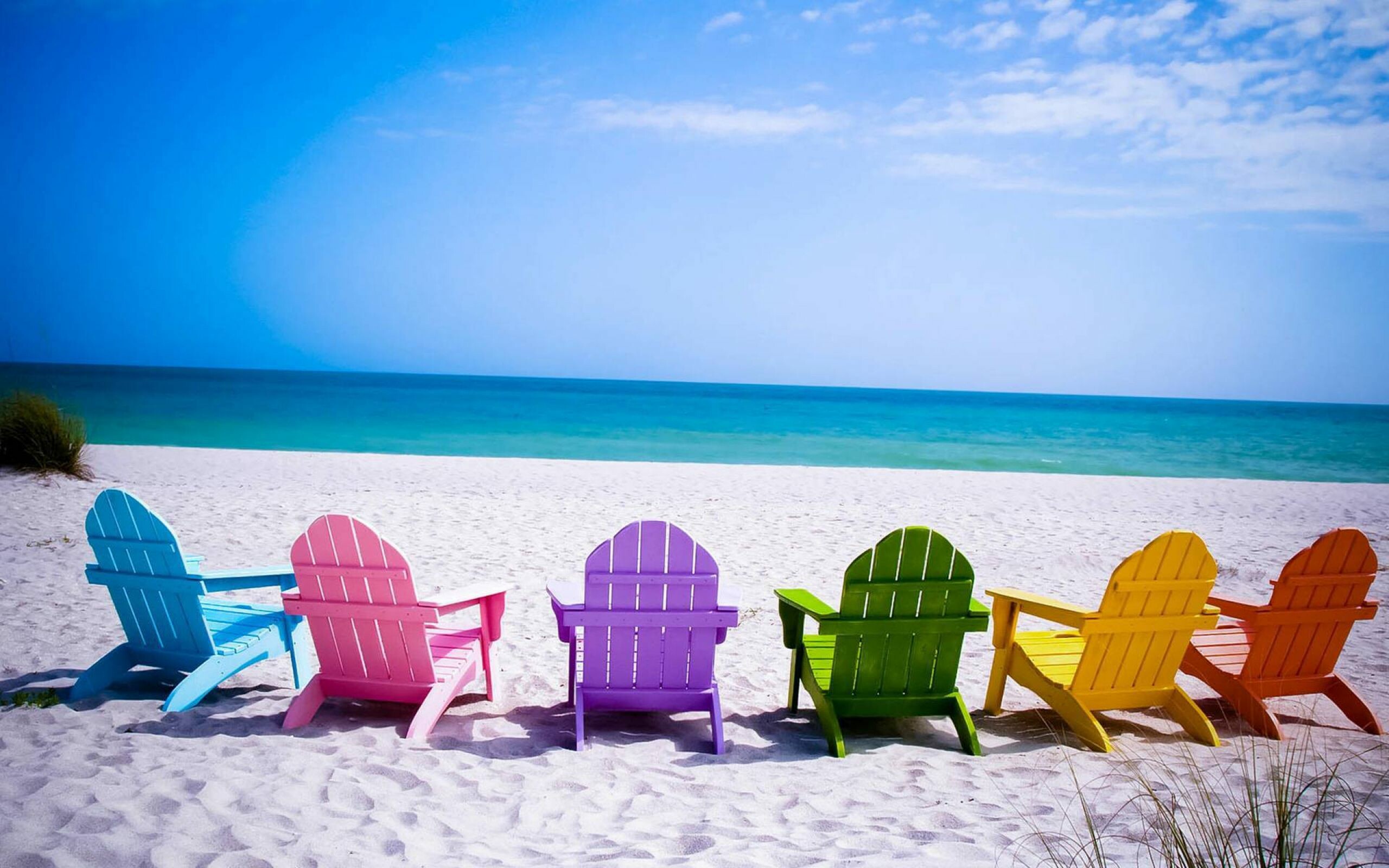 Beach chairs, Summer Wallpaper, 2560x1600 HD Desktop