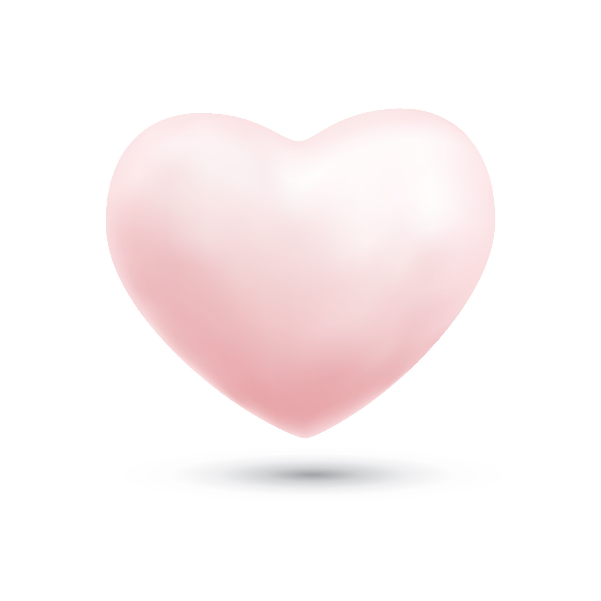 3D pastel pink heart, soft gray drop shadow, glossy heart illustration, HD Phone wallpaper