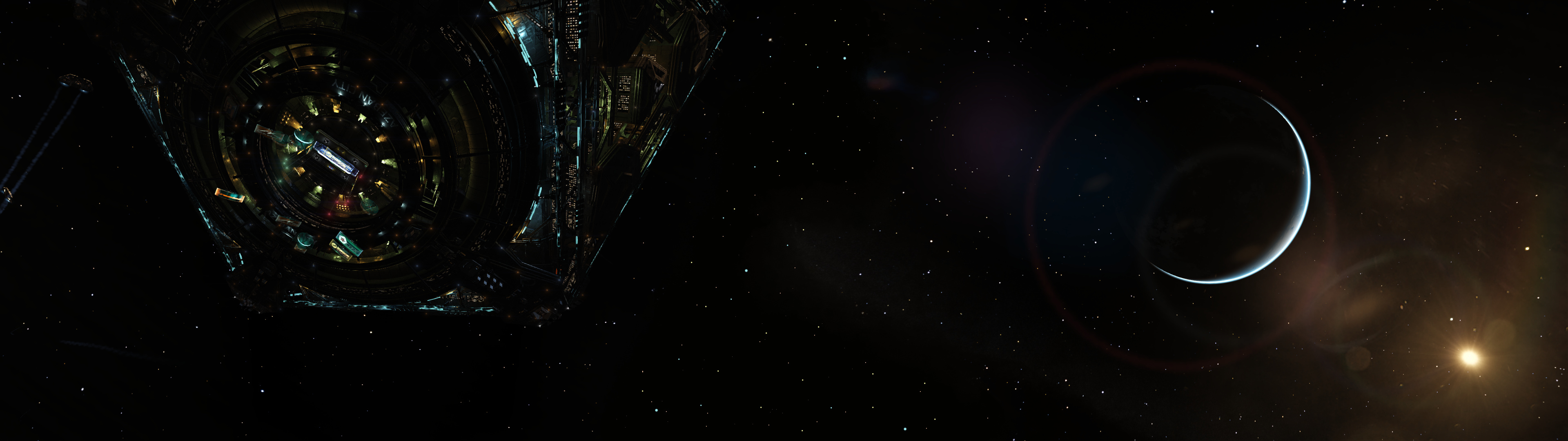 EVE Online, Dual monitor, Gaming art, Elitejinja, 3840x1080 Dual Screen Desktop