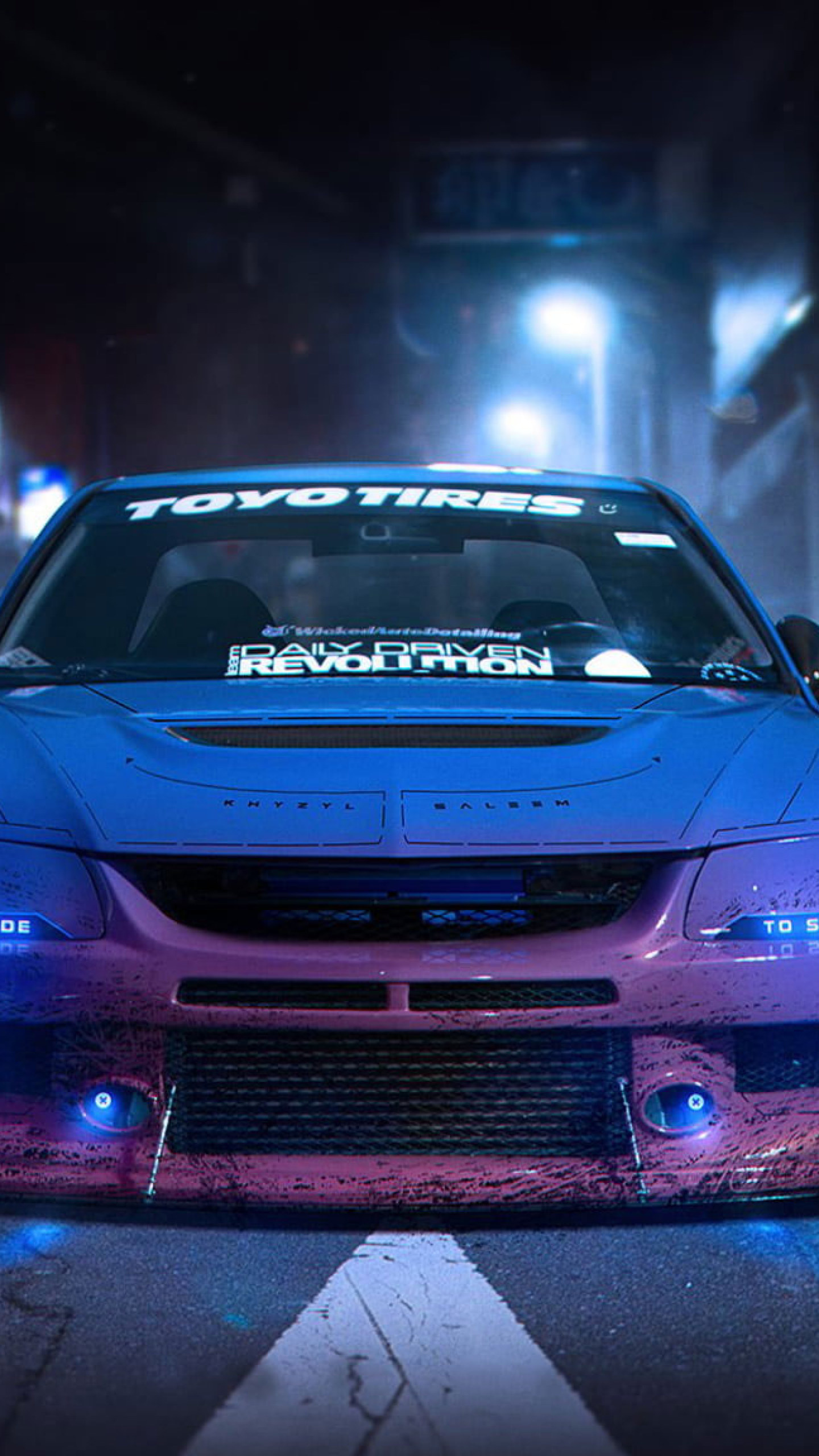 Purple and blue car wallpaper, Mitsubishi Lancer Evo IX, 1440x2560 HD Phone