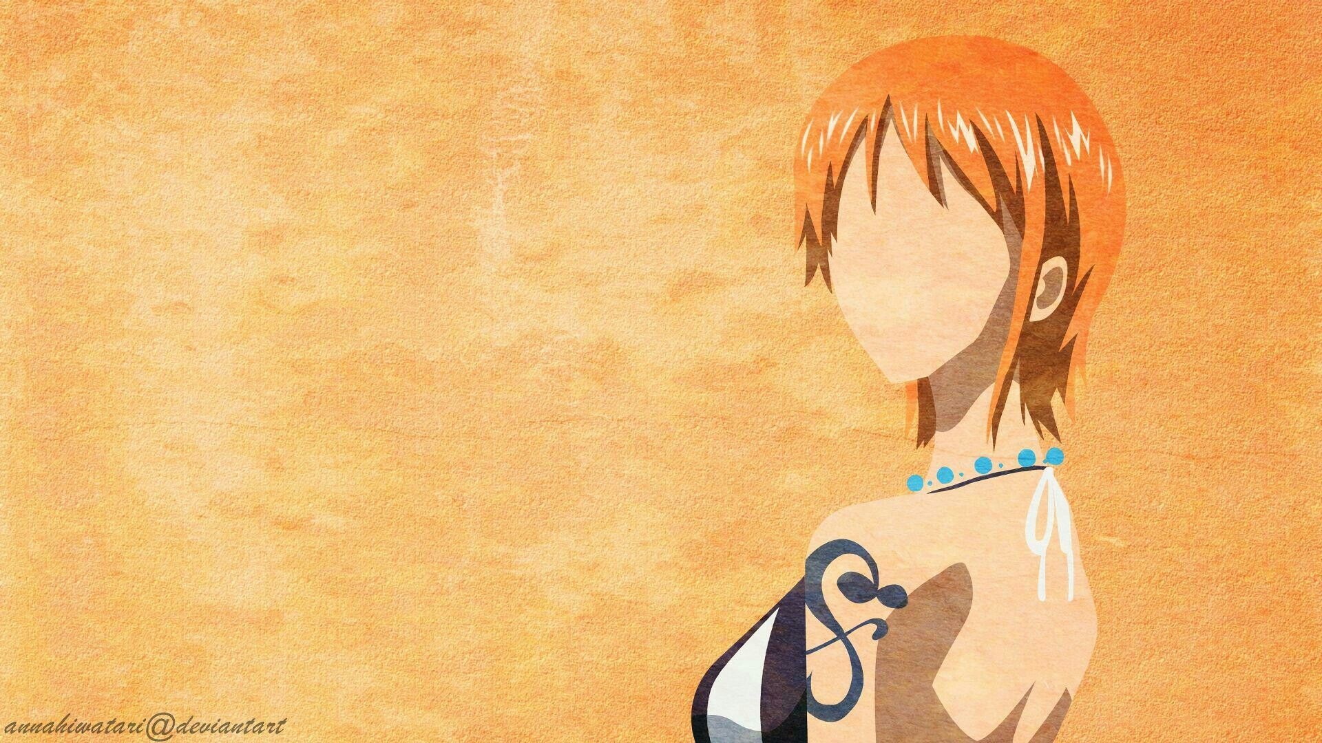 Nami, Nami shoulder tattoo, blue beaded necklace, Full HD Desktop wallpaper