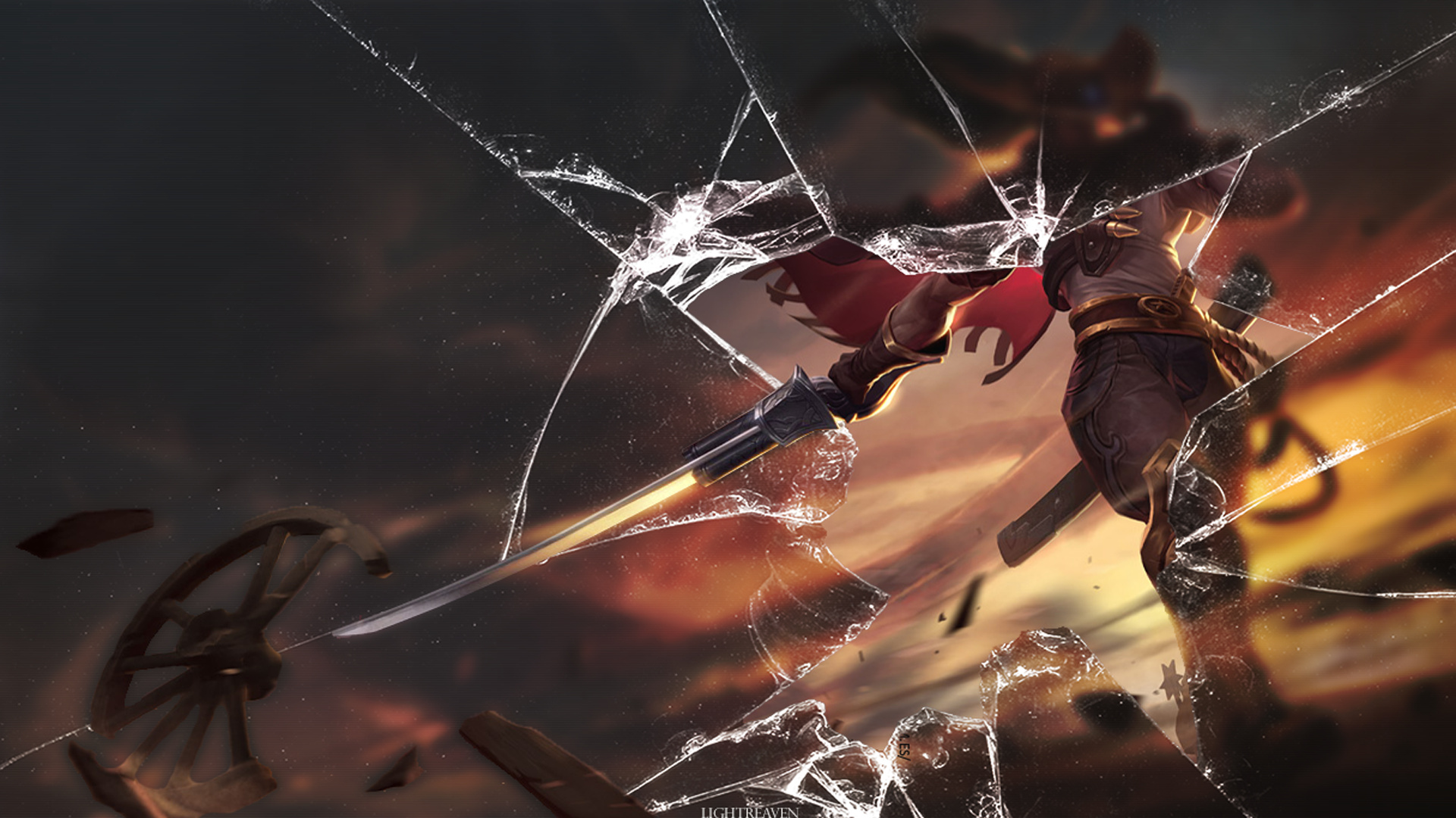 Broken glass, High Noon Yasuo Wallpaper, 1920x1080 Full HD Desktop