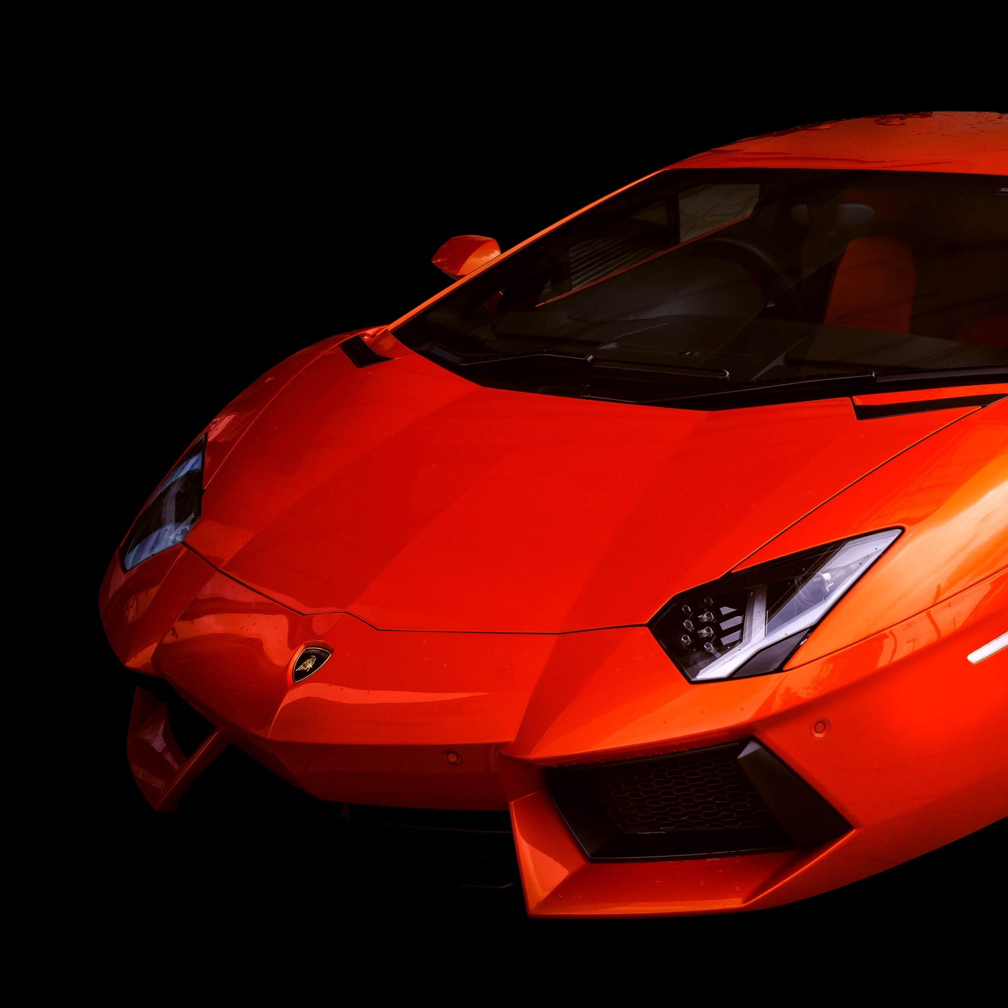 Lamborghini Aventador LP 700-4, car headlight, black background, HD Phone wallpaper