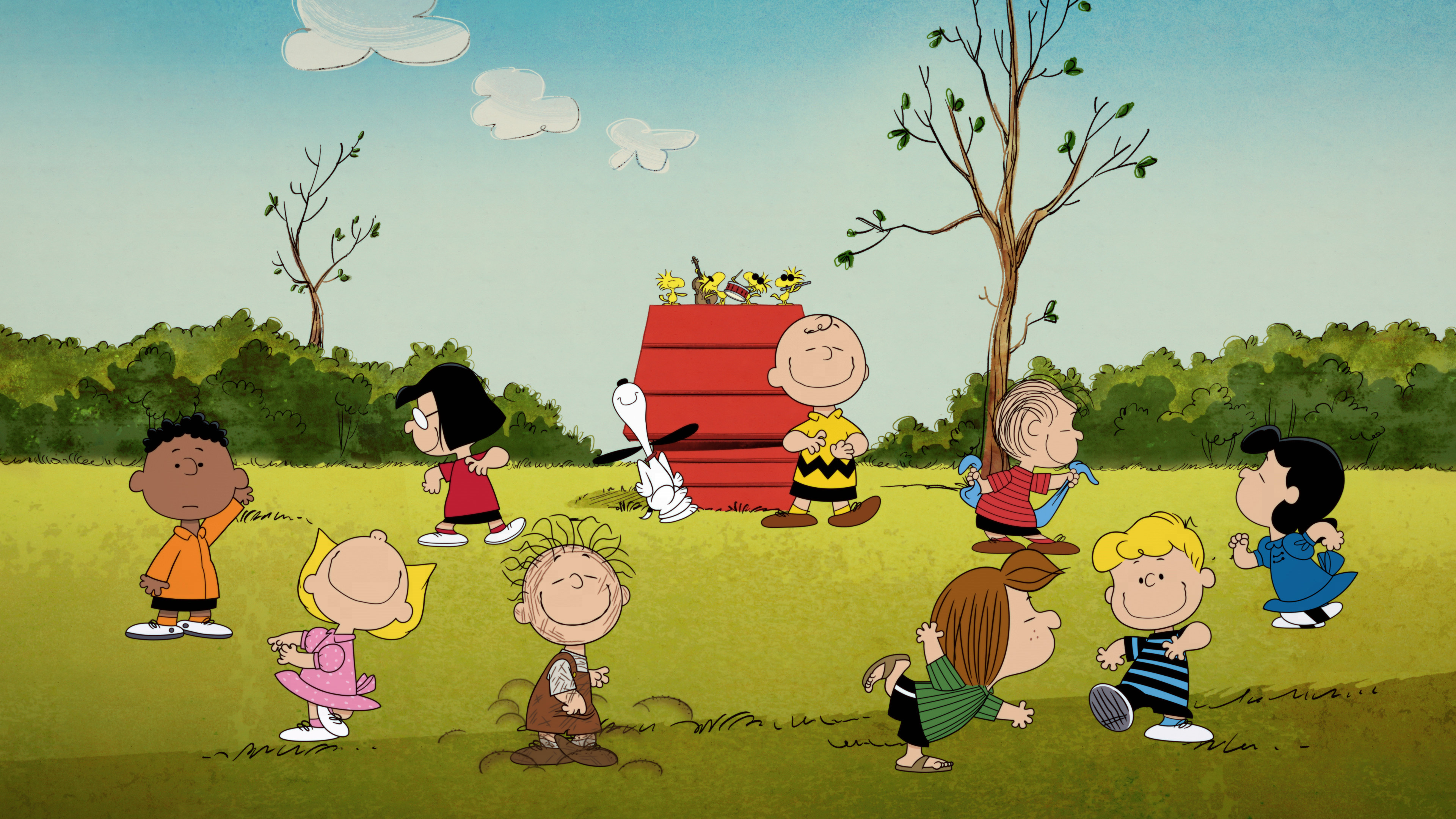 Charlie Brown, Snoopy, The Peanuts gang, Snoopy's doghouse, 4K Desktop wallpaper