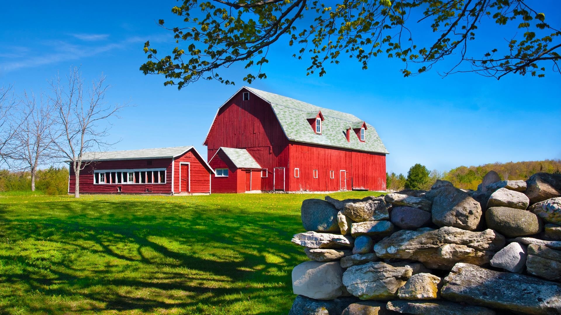 Wisconsin Travels, Morning light, Farm scene, Door County, 1920x1080 Full HD Desktop