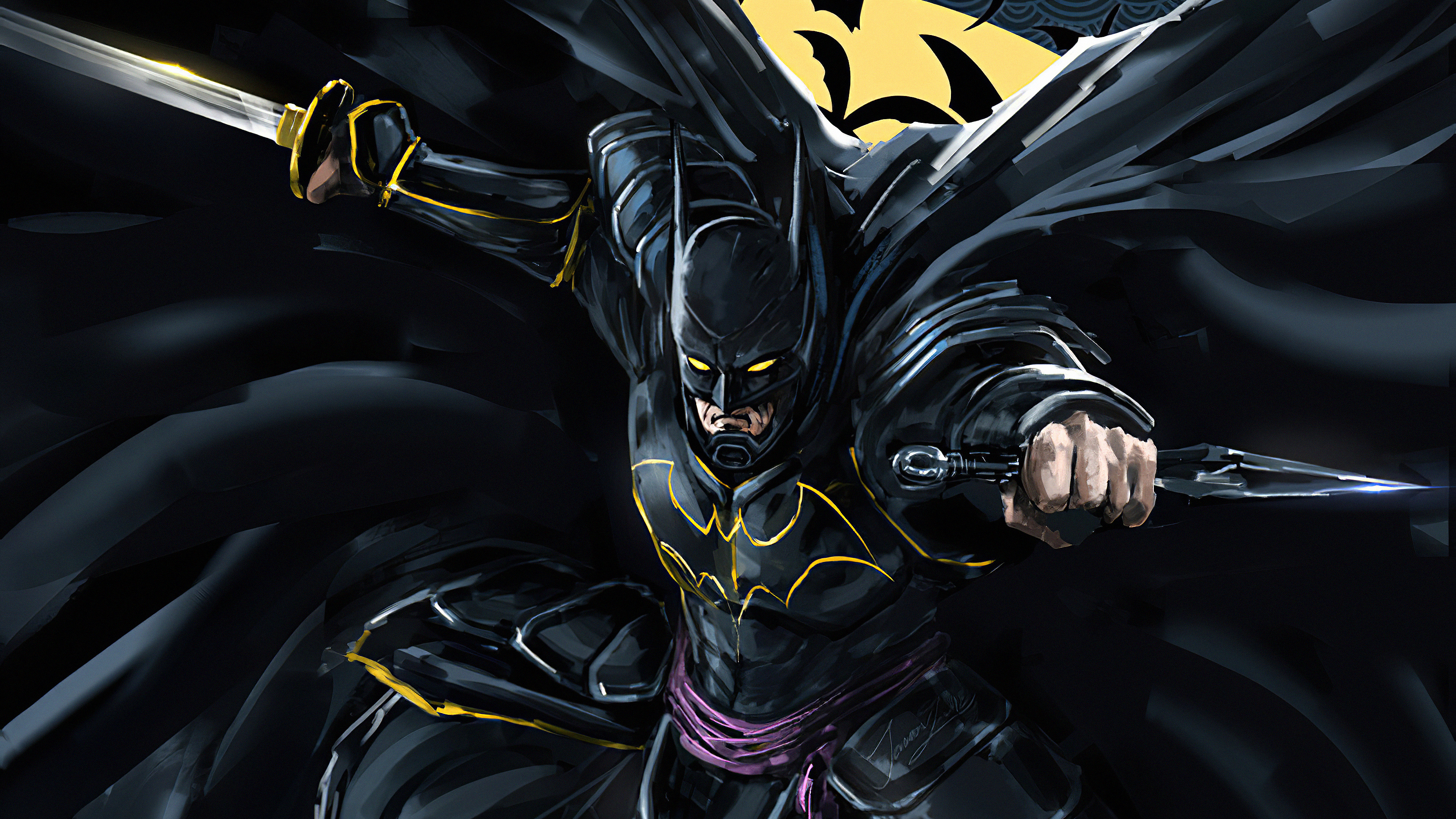 Batman Ninja, Samurai batsuit armor, Japanese katana blade, HD Desktop wallpaper