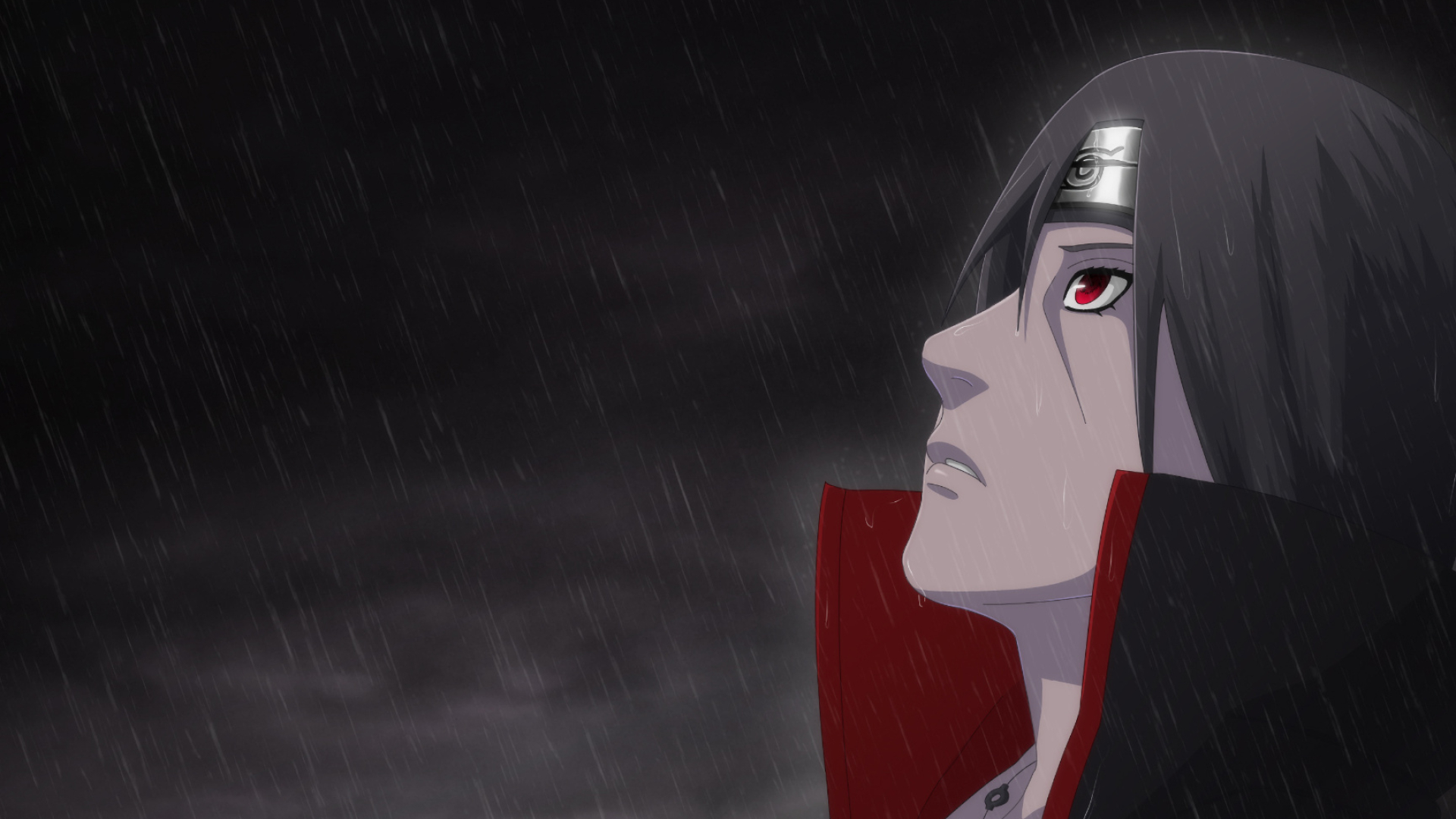 Itachi Uchiha, Sharingan eye, Akatsuki cloak, Full HD Desktop wallpaper