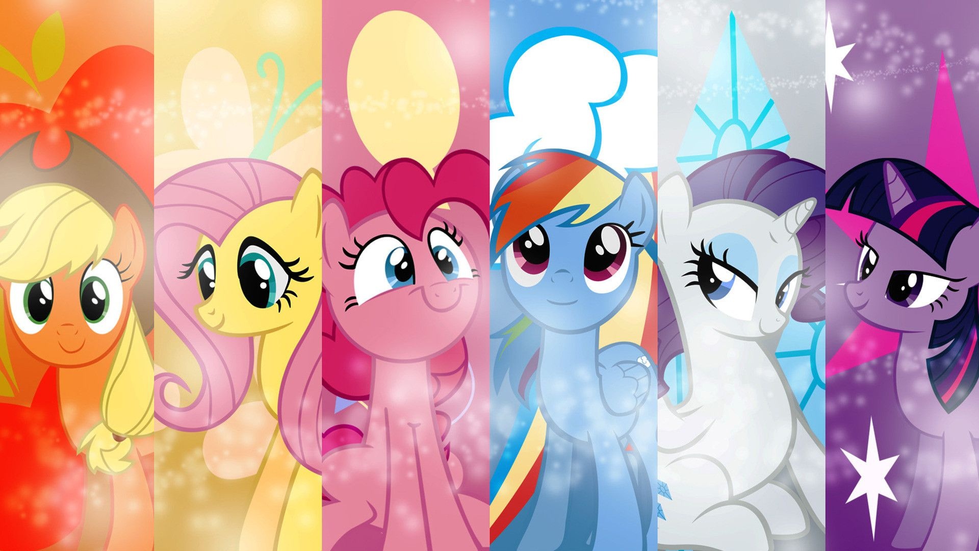 Mane Six, Rainbow Dash and Pinkie Pie, Applejack and Fluttershy, Rarity and Twilight Sparkle, My Little Pony: Friendship Is Magic, Full HD Desktop wallpaper
