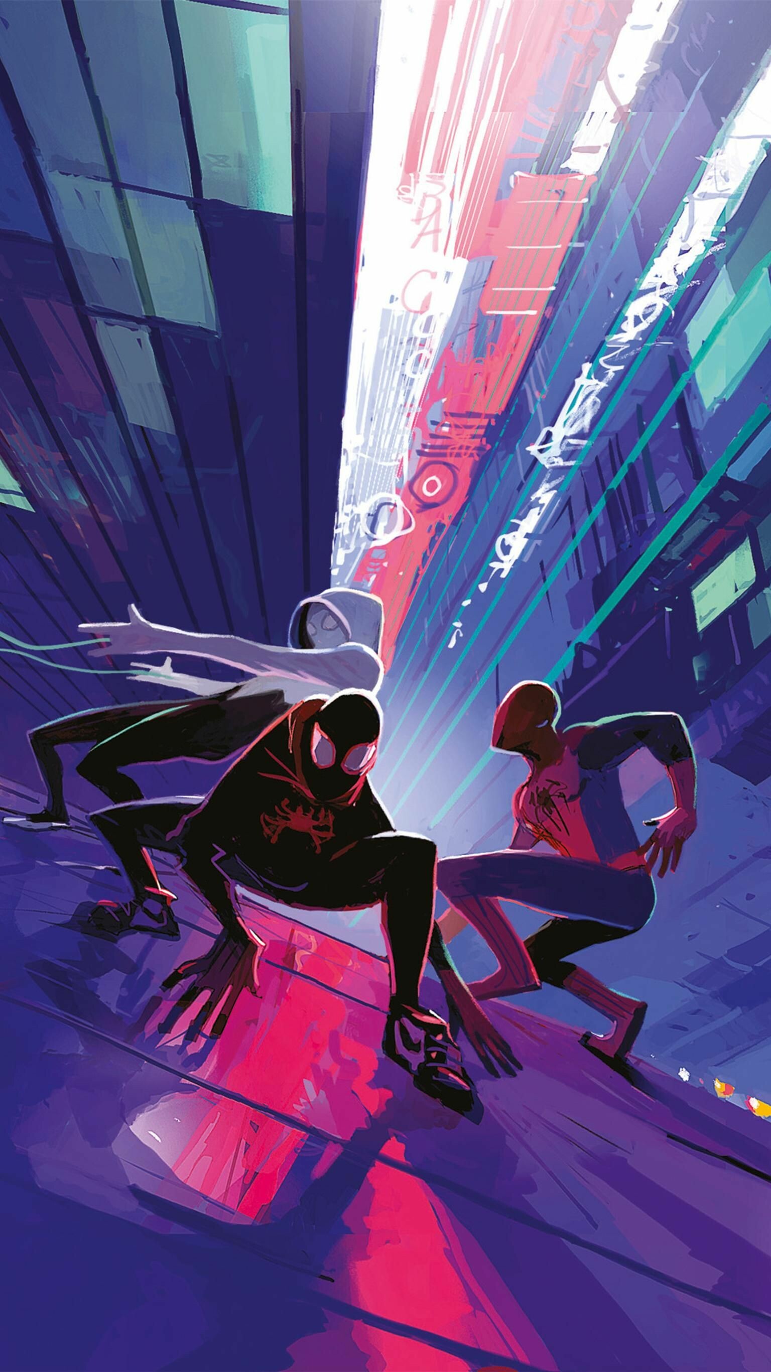 Spider-Man: Into the Spider-Verse phone wallpaper, Marvel Comics inspiration, Epic Spider-Verse team-up, Memorable superhero, 1540x2740 HD Phone