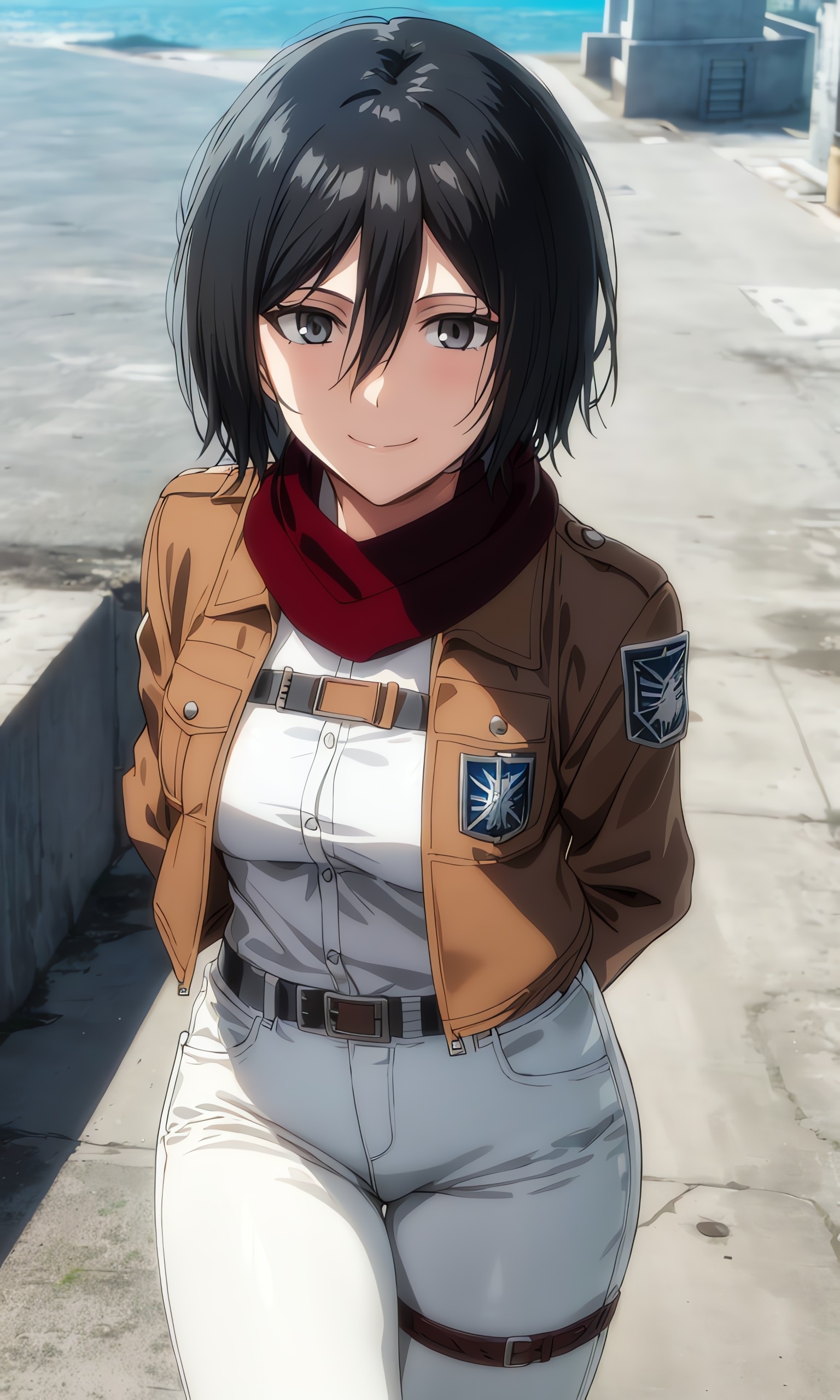 Mikasa Ackerman, Survey Corps uniform, Red scarf, HD Phone wallpaper