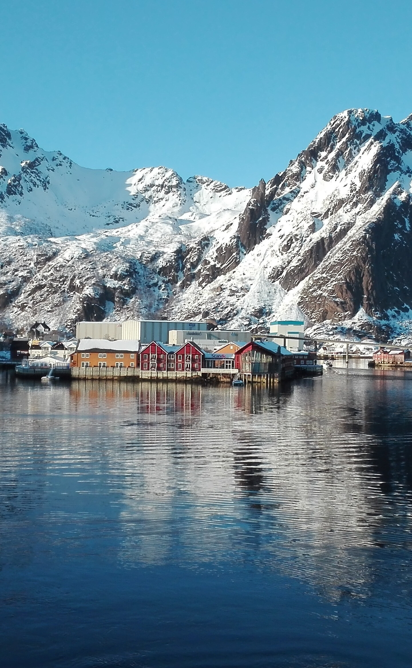 Captivating fjords, Mountain town, Samsung wallpaper, High-definition image, 1440x2340 HD Phone