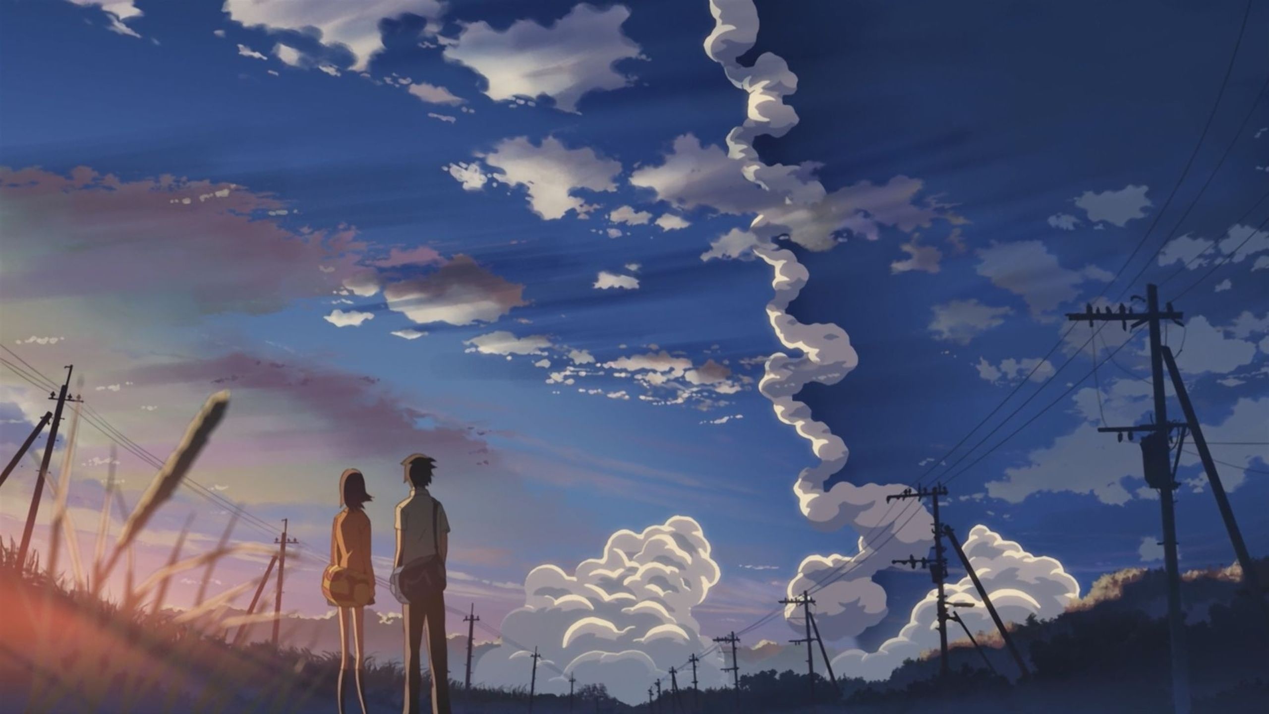 Takaki Tohno and Kanae Sumida, Rocket launch contrail, 5 Centimeters per Second, HD Desktop wallpaper
