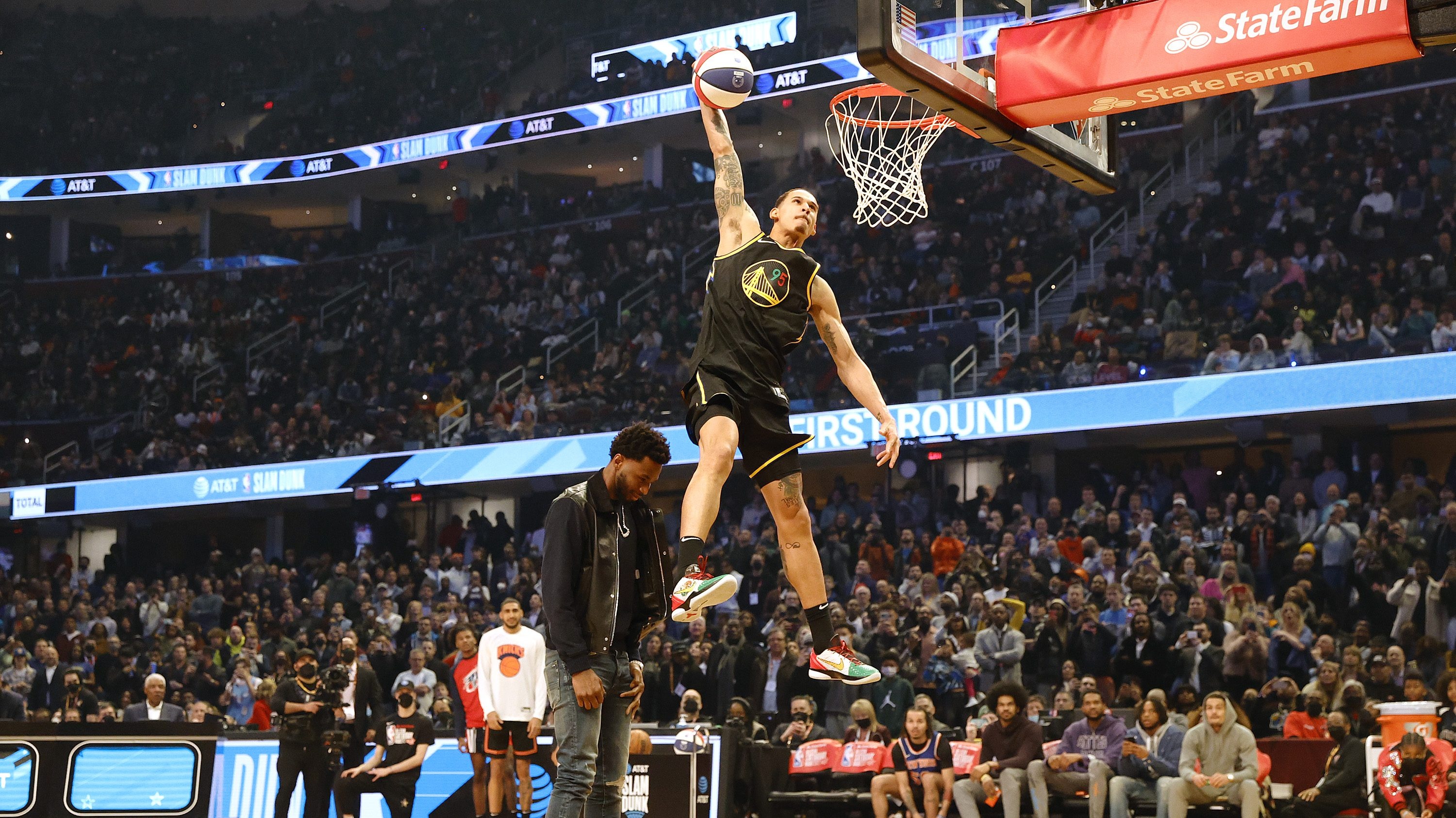 Juan Toscano-Anderson, Andrew Wiggins, NBA Slam Dunk Contest, Golden State Warriors jersey, HD Desktop wallpaper