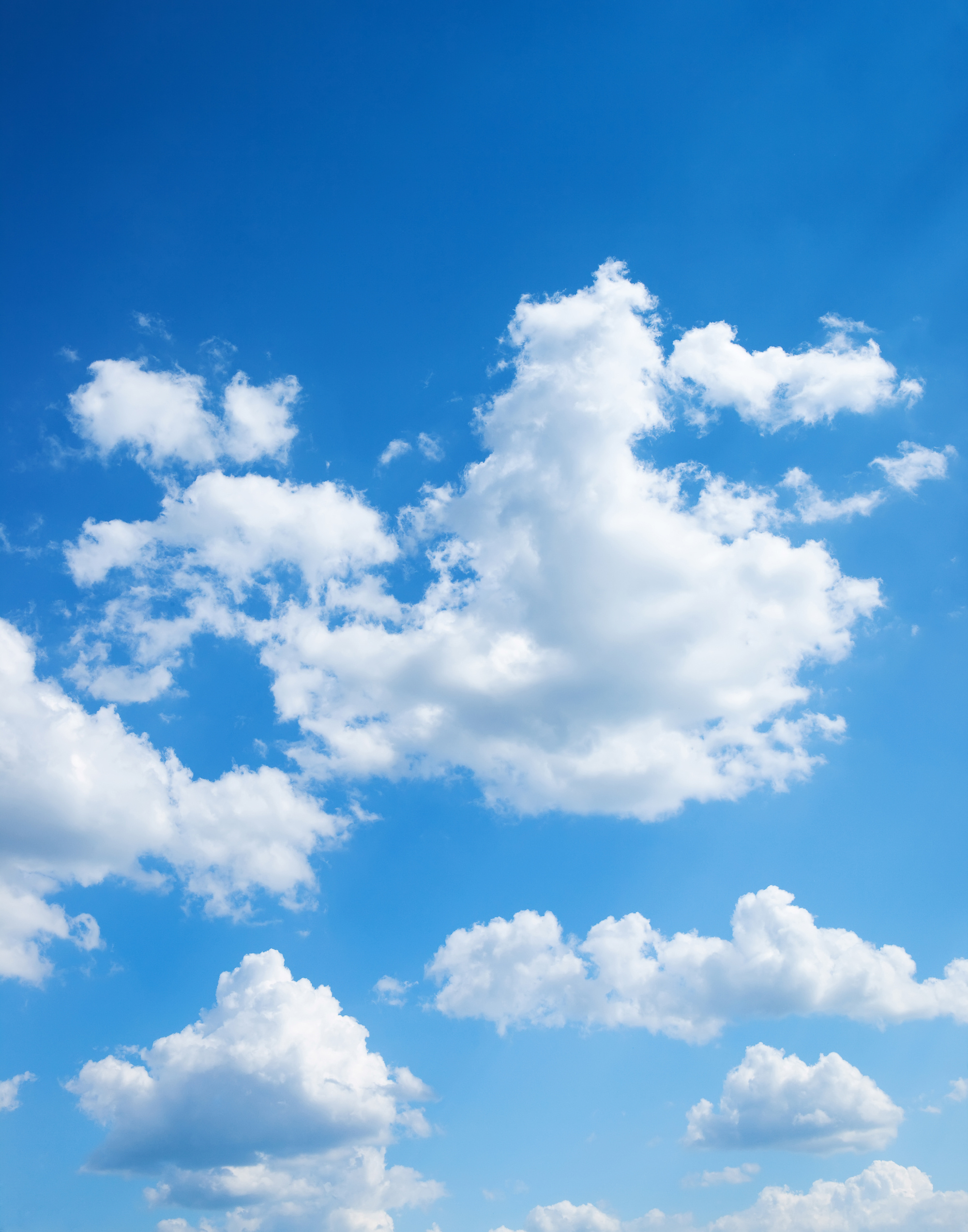 white cumulus clouds, bright blue daytime sky, scattered fluffy clouds, HD Phone wallpaper