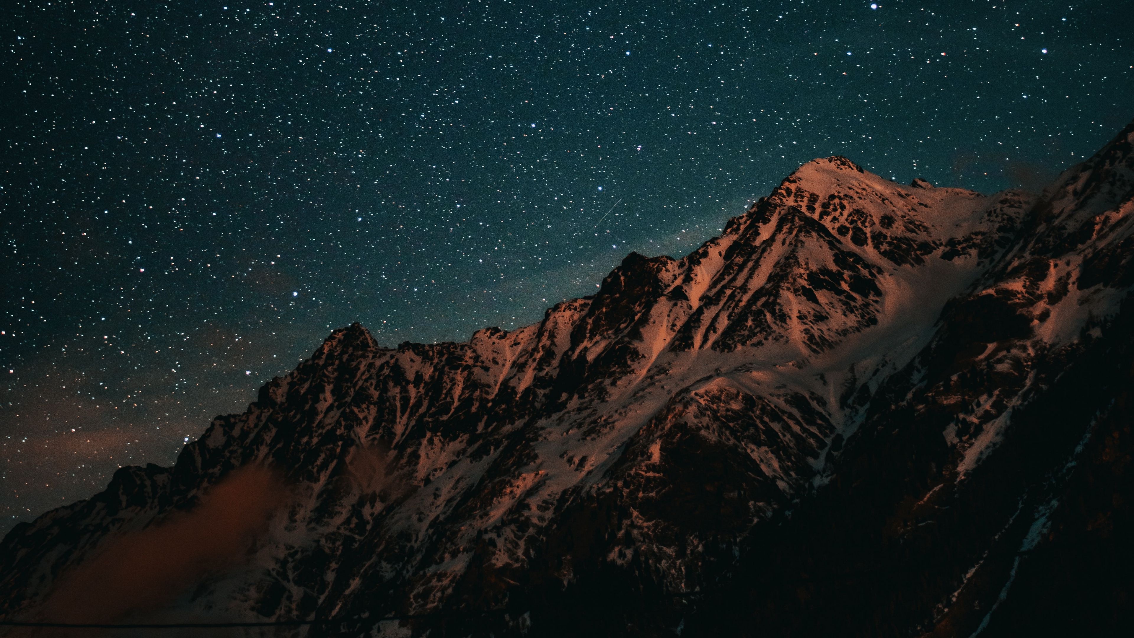 Mountains, Starry Sky, Scenic Night, Nature, Beauty, 3840x2160 4K Desktop