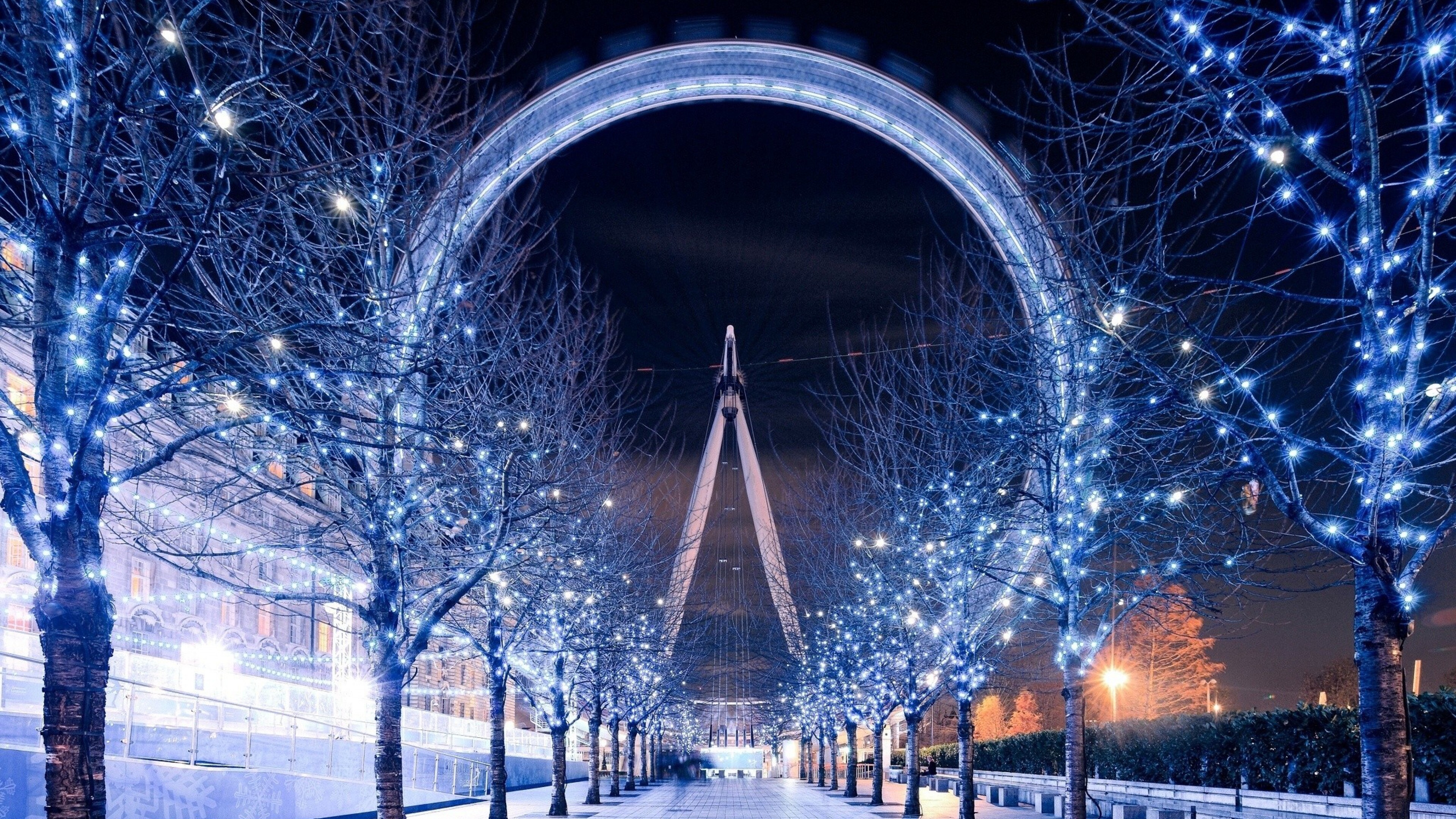 Ferris wheel London, HD wallpaper, World travel, Night-time beauty, 3840x2160 4K Desktop