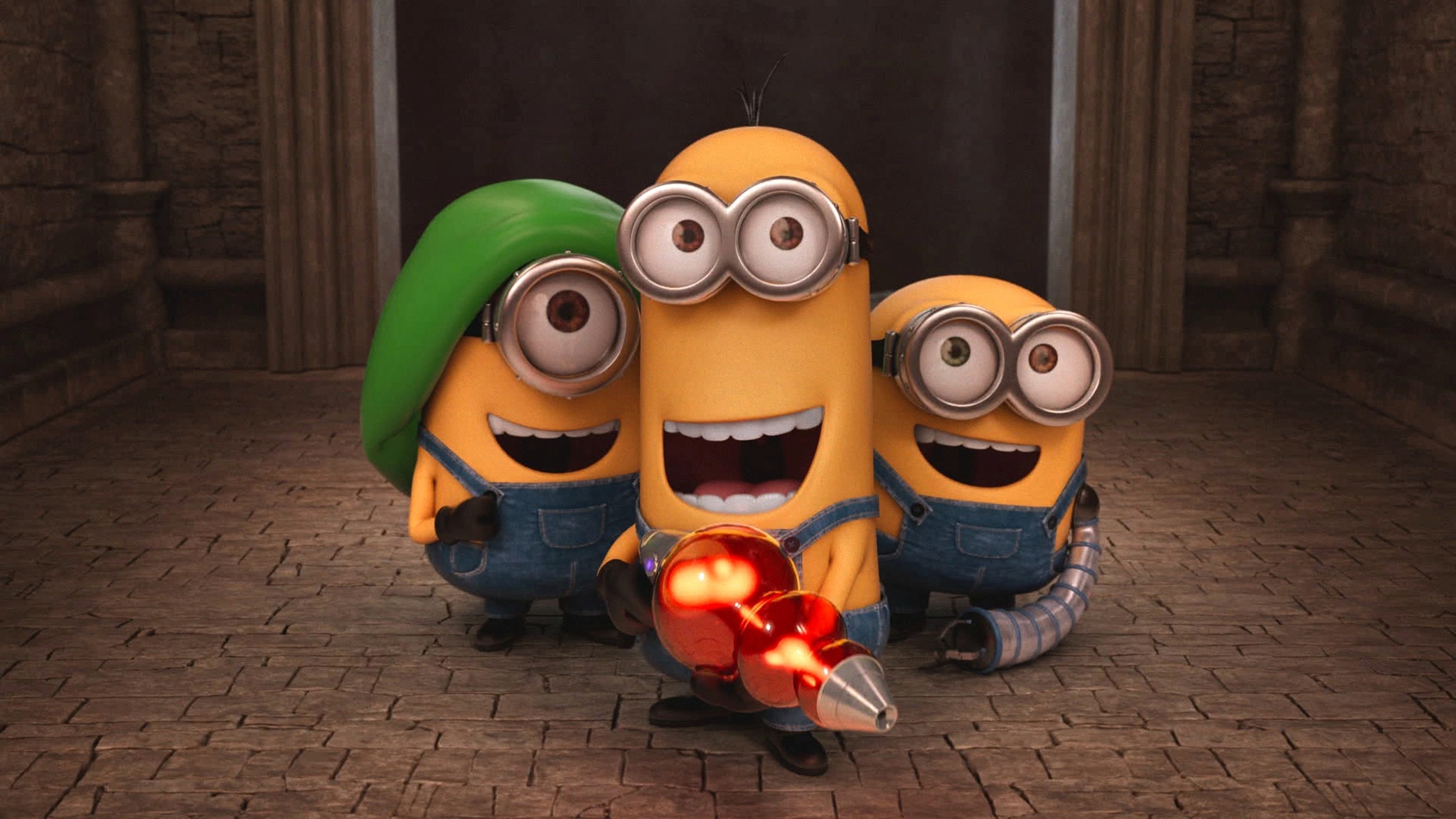 Minion Bob, Minion Kevin, Minion Stuart, Lava lamp gun, HD Desktop wallpaper