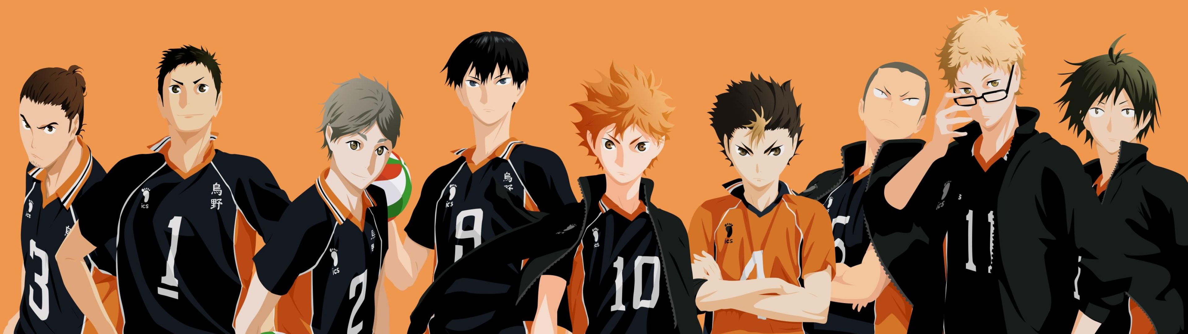 Haikyuu desktop wallpaper, Professional artwork, Digital illustration, High-quality, 3840x1080 Dual Screen Desktop