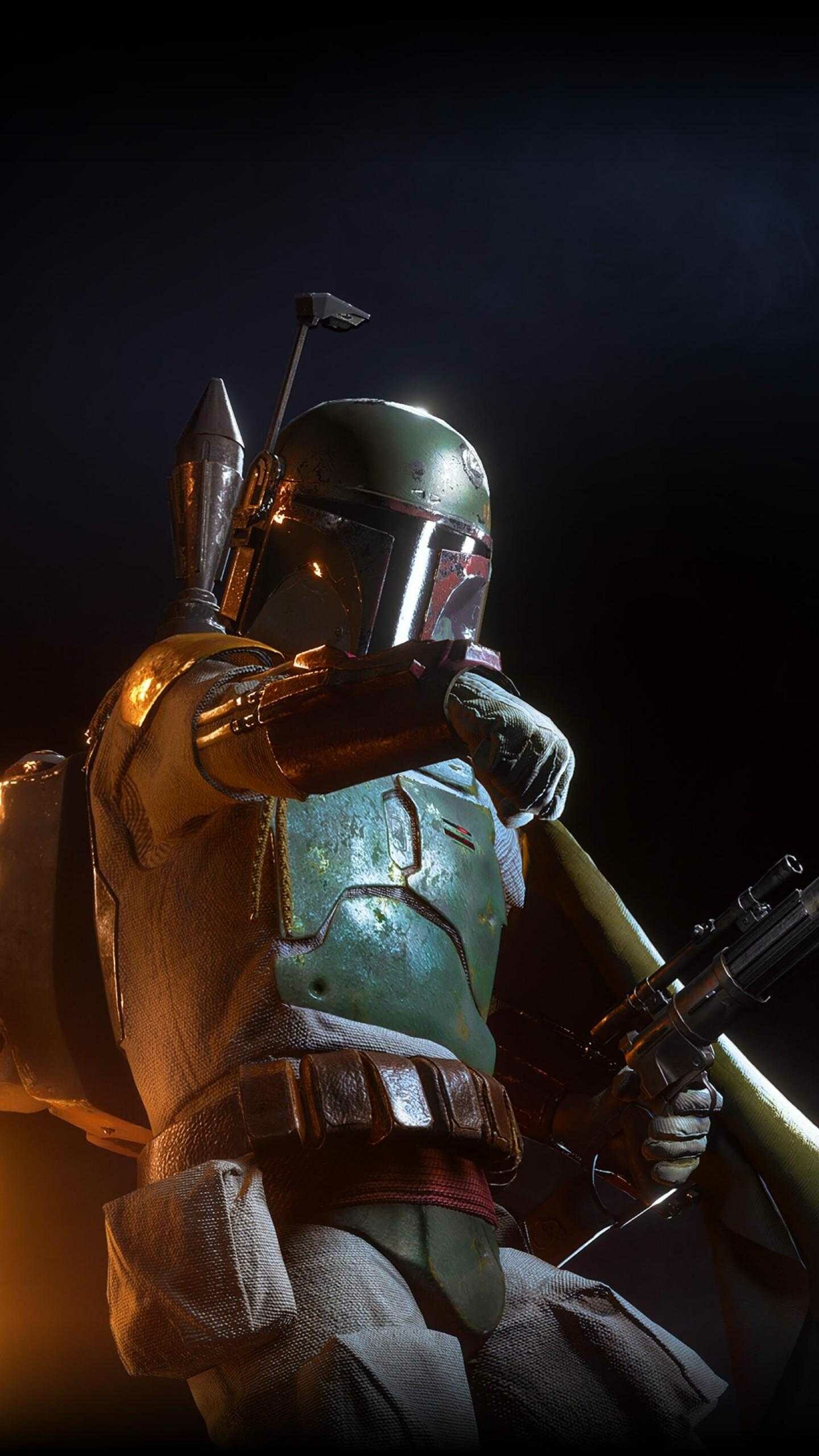 Boba Fett wallpapers 4K HD, Impressive backgrounds, Intense character, Mandalorian appeal, 1440x2560 HD Phone