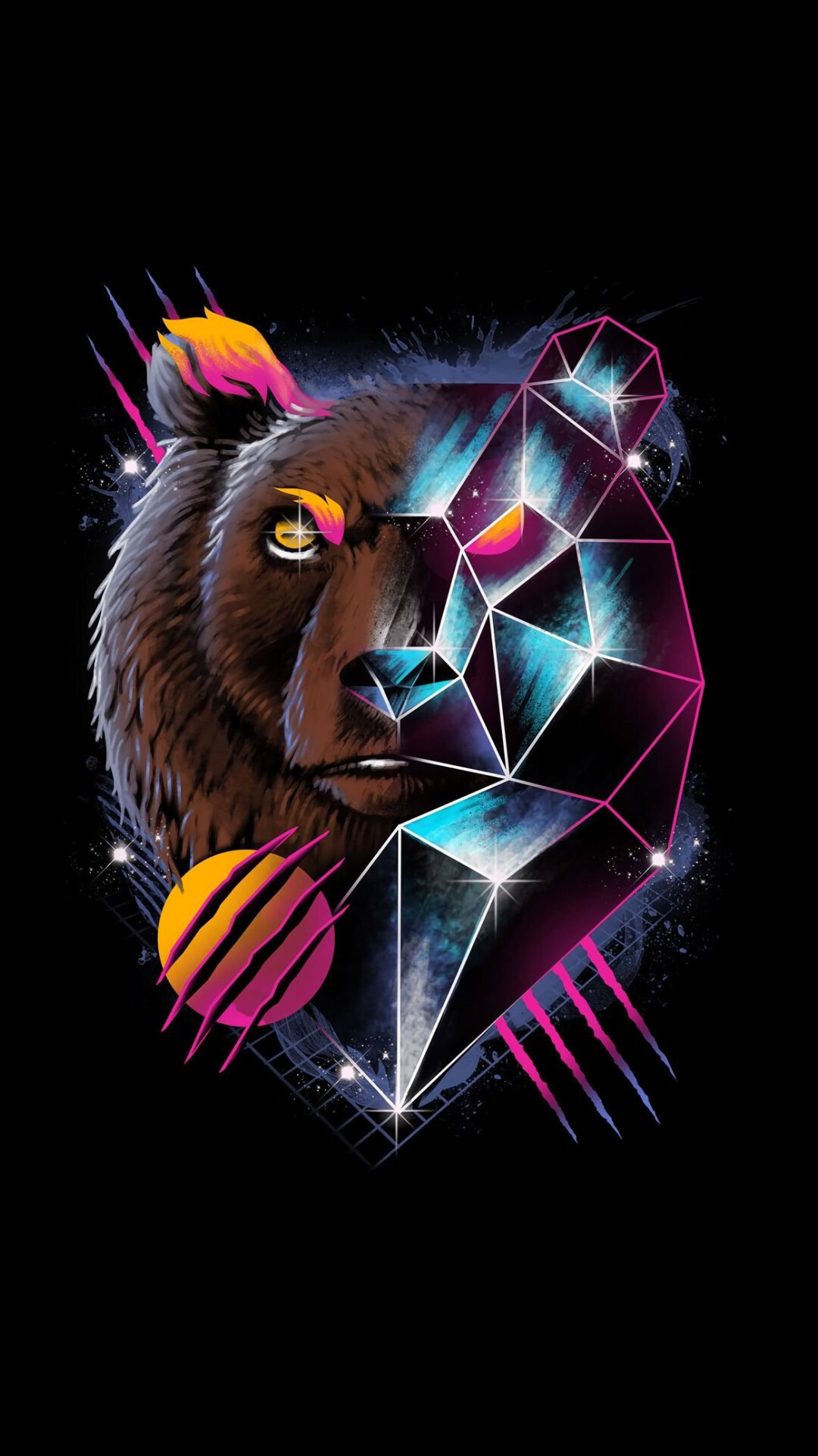 Geometric Animal, Unique polygonal art, 1080x1920 Full HD Phone