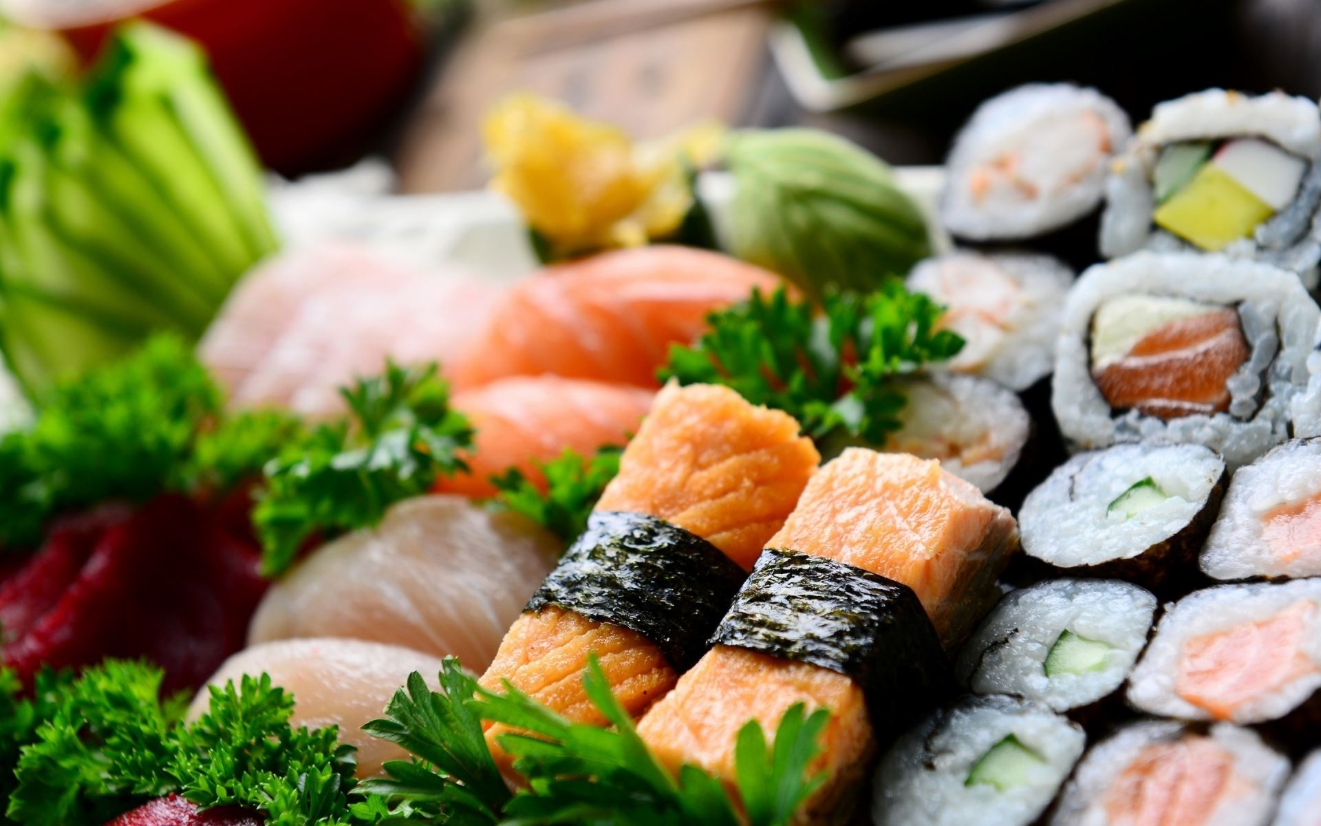Sushi desktop wallpaper, High-definition cuisine, Aesthetic delight, Japanese cuisine, 1920x1200 HD Desktop