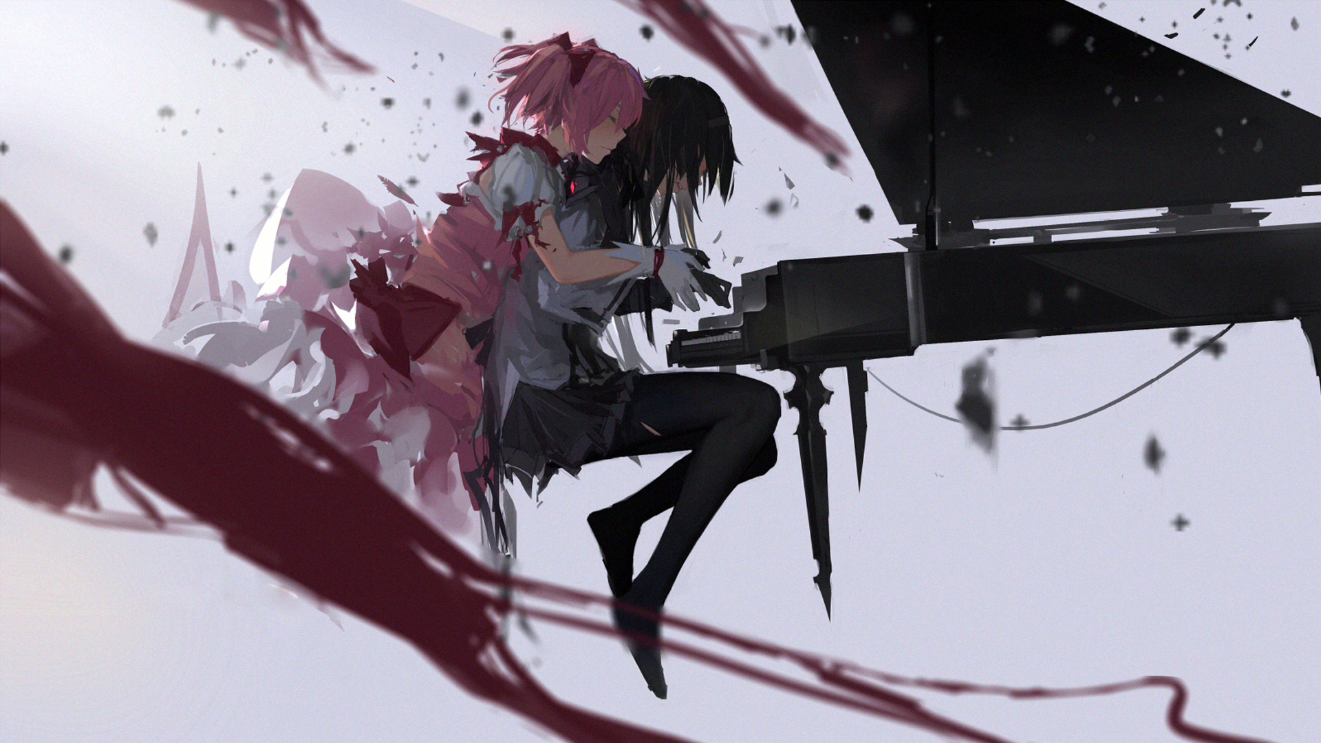 Madoka Magica anime, Mahou Shoujo Madoka Magica, Anime girls, Musical instrument, 1920x1080 Full HD Desktop