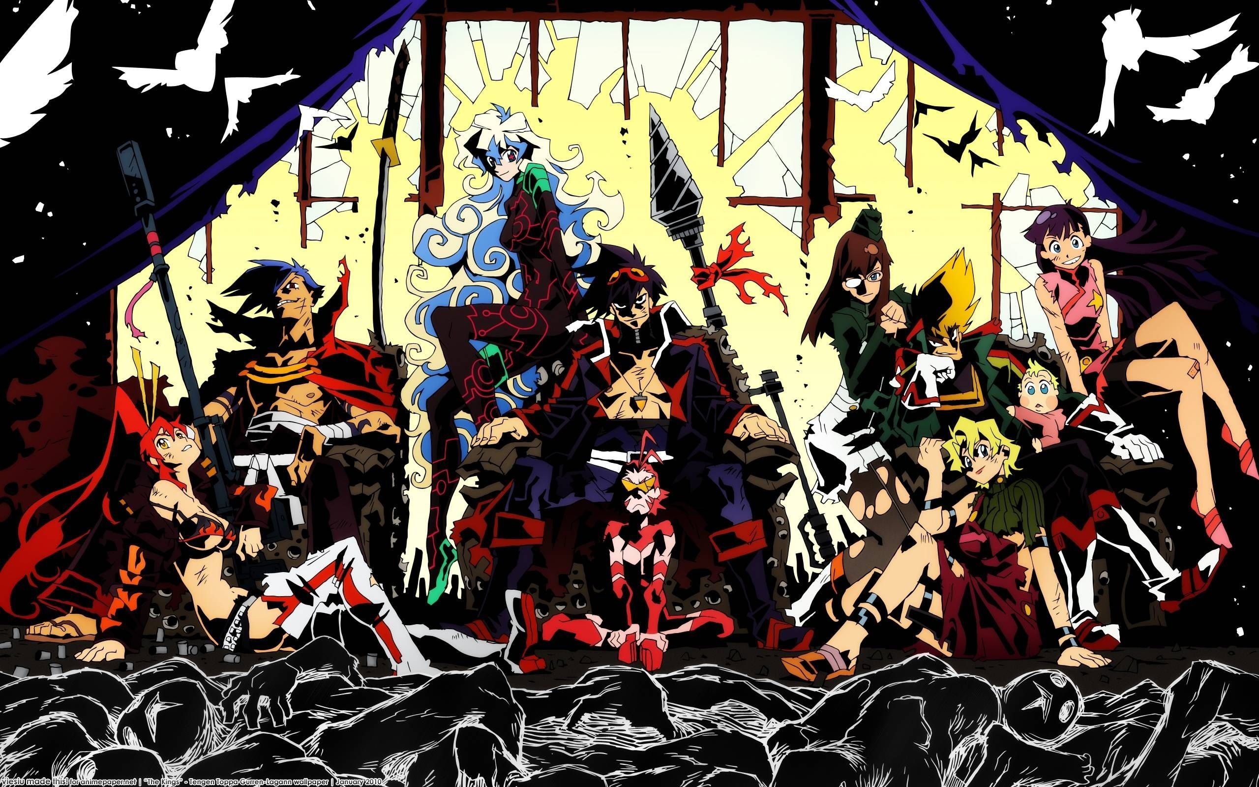 Gurren Lagann, Anime series, Colorful backgrounds, Anime enthusiasts, 2560x1600 HD Desktop