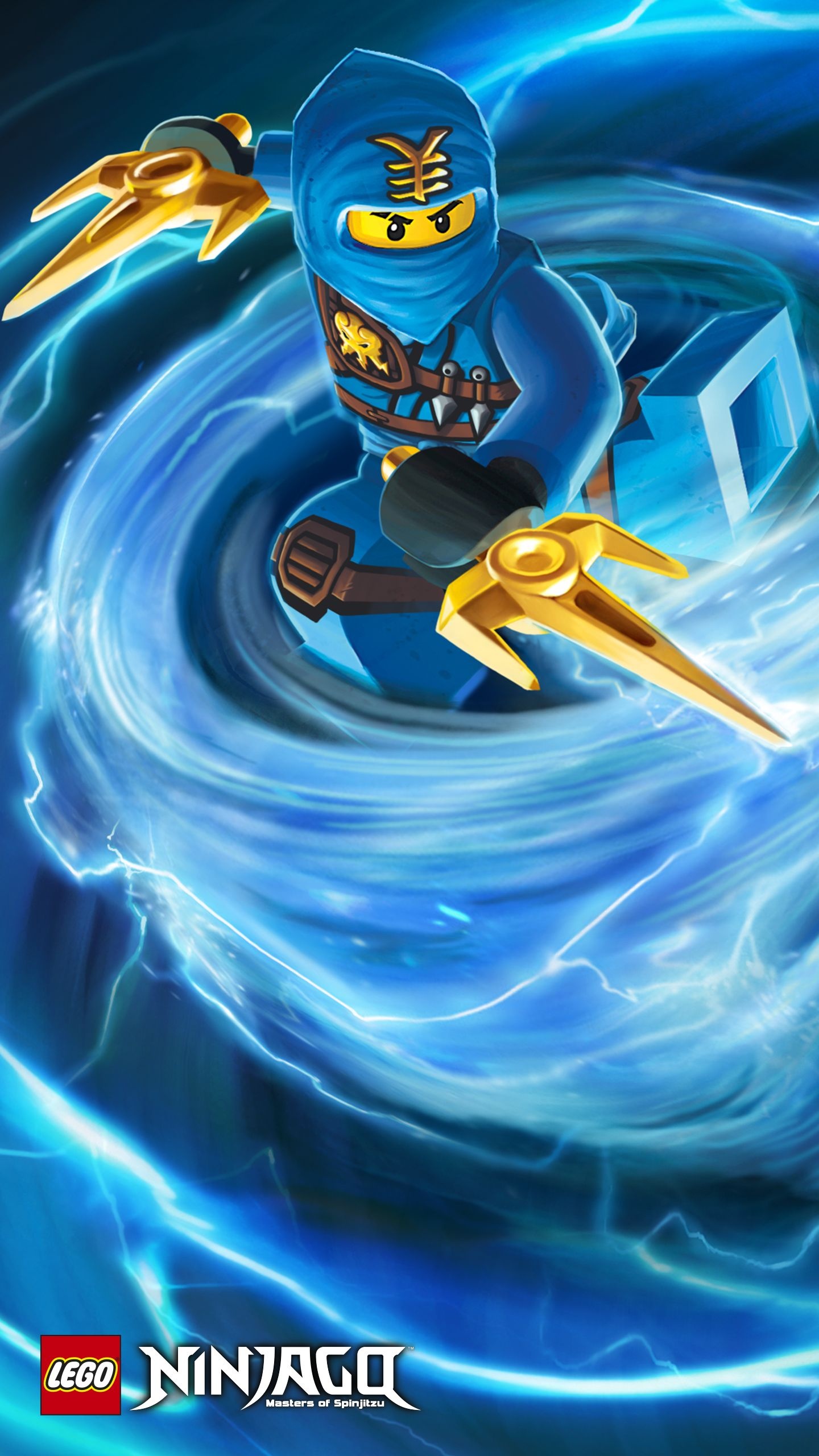 Jay the lightning ninja, Golden throwing blades, Ninjago: Masters of Spinjitzu logo, HD Phone wallpaper