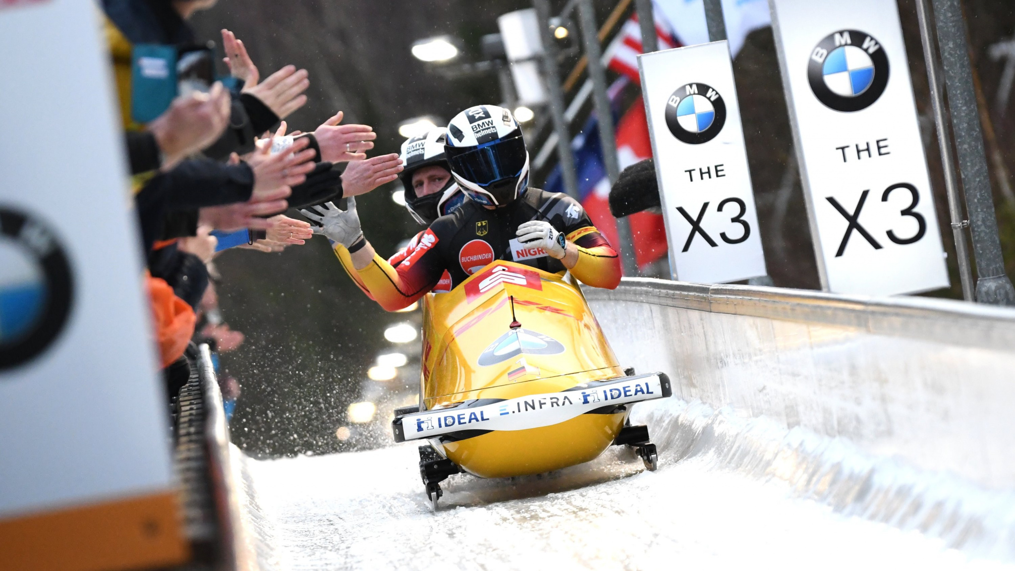 Friedrich's two man title, World championship triumph, Bobsleigh legend, Record-breaking, 2050x1160 HD Desktop