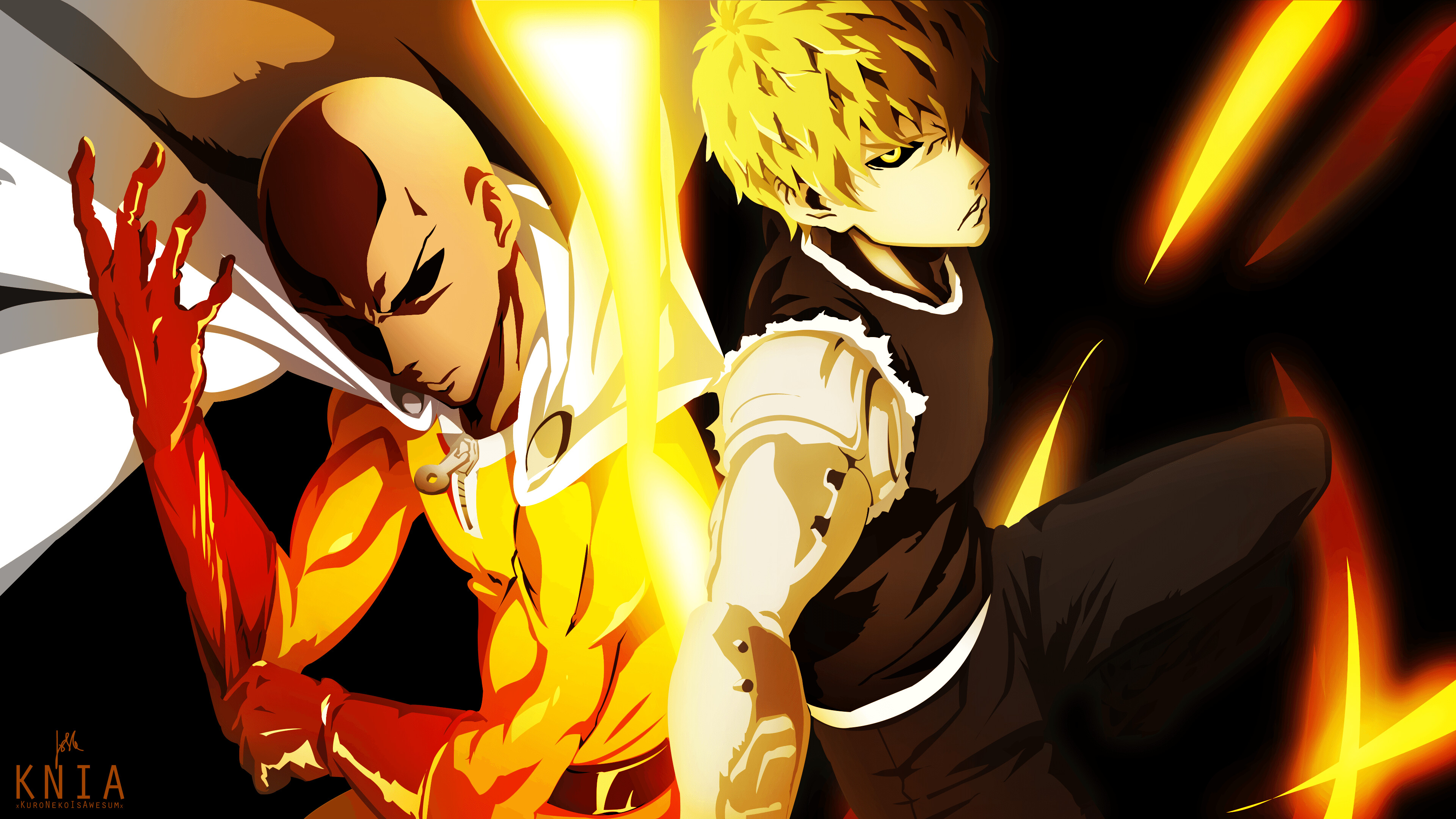 Saitama and Genos, Dynamic duo, Top-quality wallpapers, Epic team battles, 3840x2160 4K Desktop