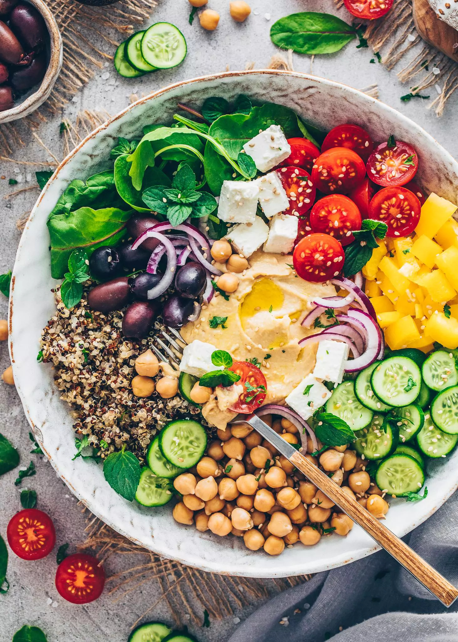 Mediterranean Buddha bowl, Quinoa Wallpaper, 1470x2050 HD Phone