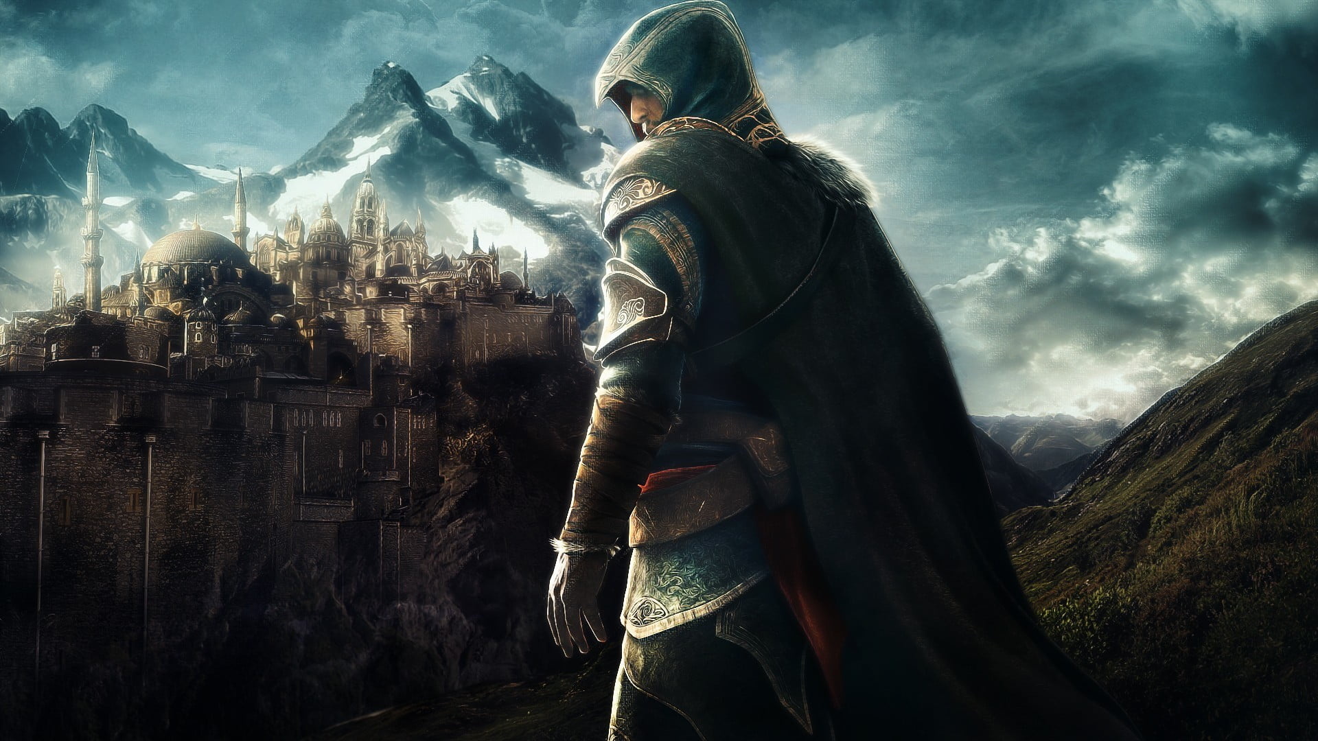 Ezio Auditore da Firenze, Assassin's Creed Revelations, Masyaf fortress, Full HD Desktop wallpaper