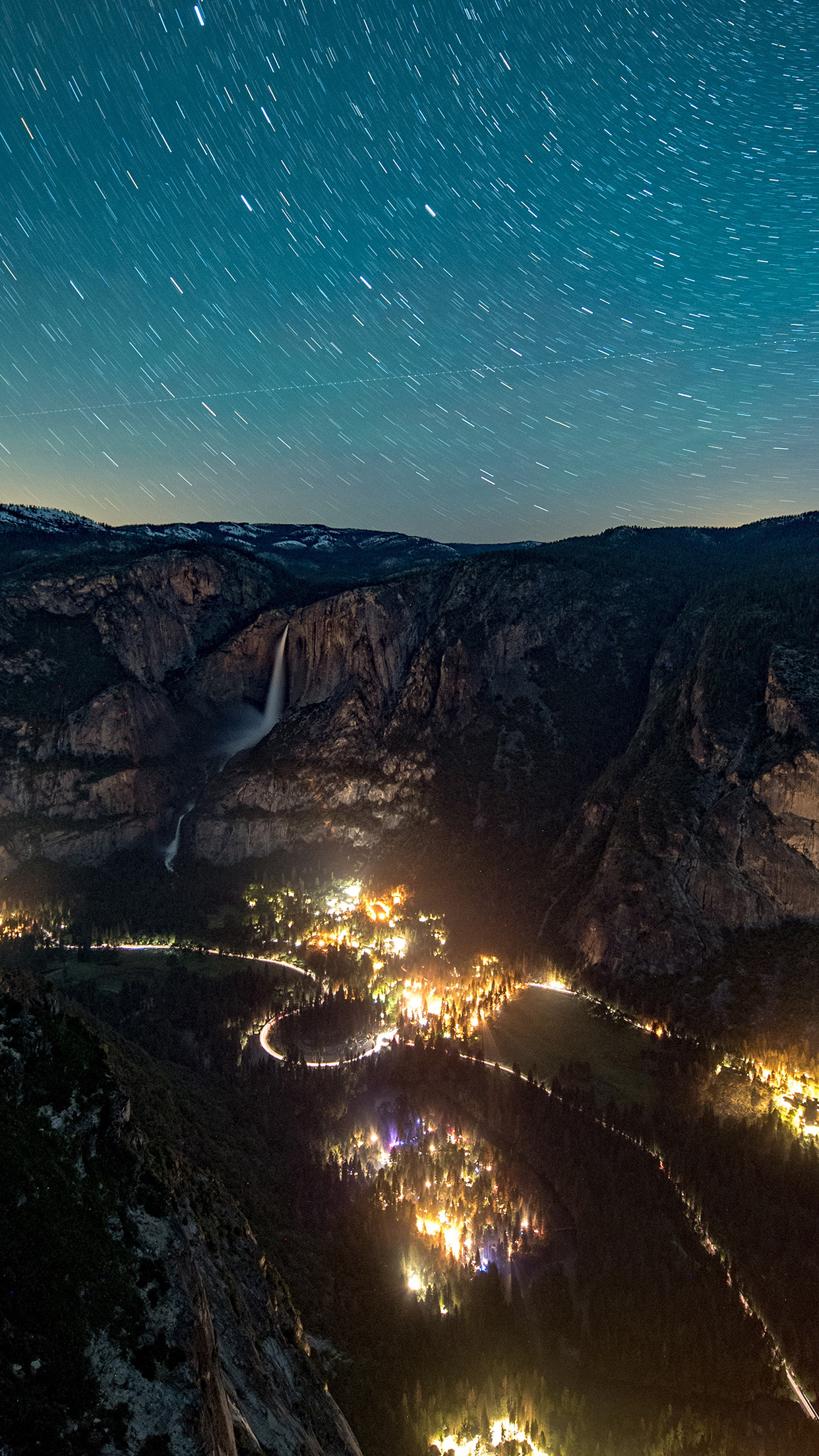 Yosemite Valley, Mountain Night Wallpaper, 1250x2210 HD Phone