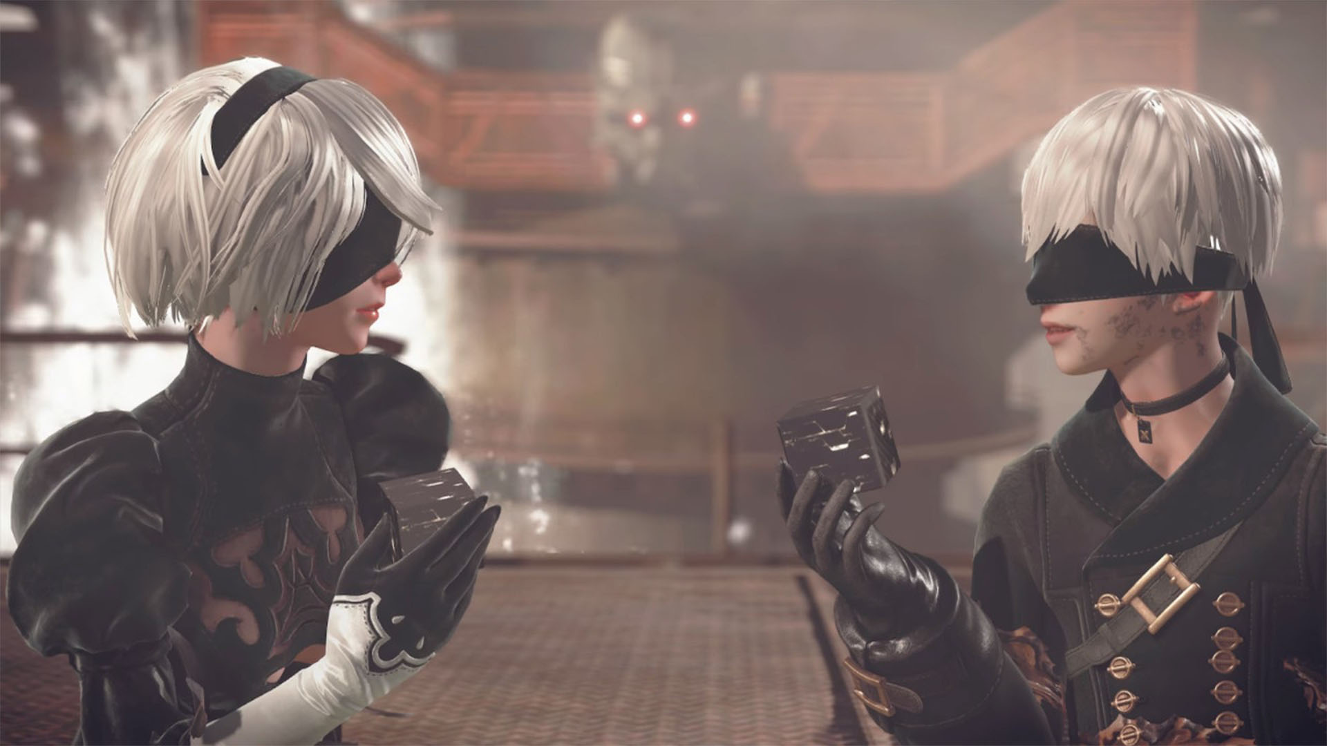 2B, 9S, YoRHa Black Box, NieR:Automata, Full HD Desktop wallpaper