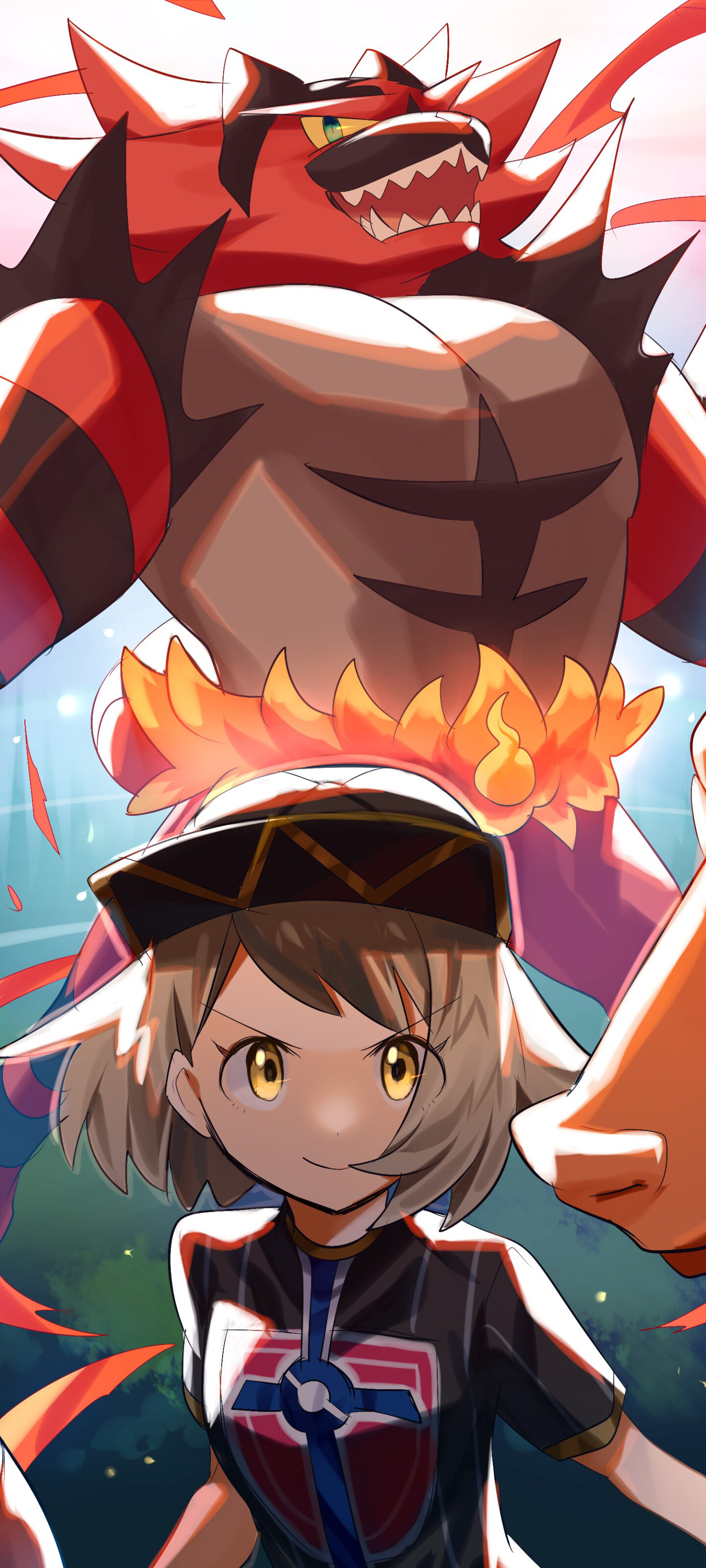 Gloria and Incineroar, Pokemon (Anime) Wallpaper, 1440x3200 HD Phone